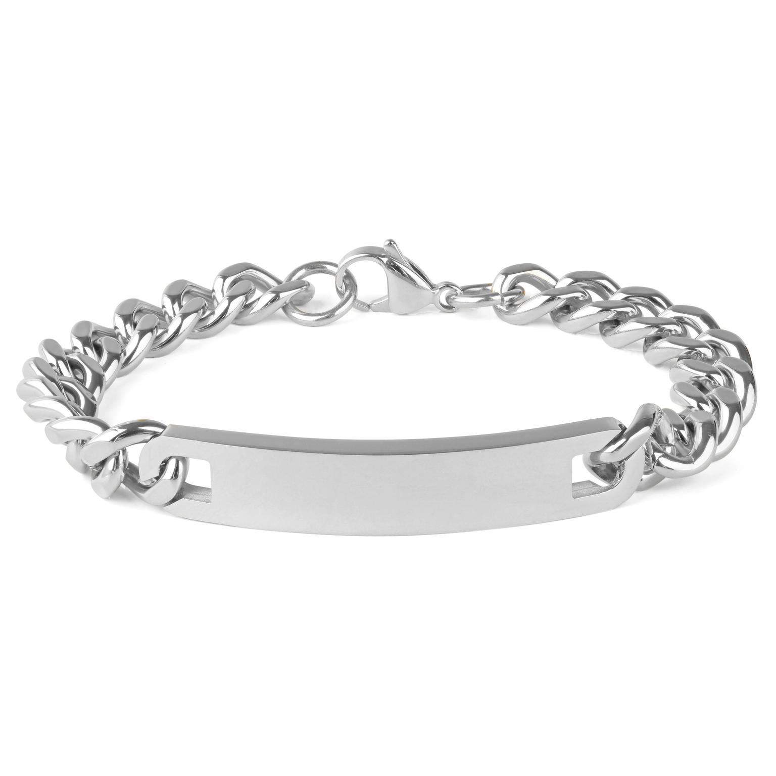 10mm Silver-Tone Stainless Steel ID Bracelet 10mm Silver-Tone Stainless Steel ID Bracelet
