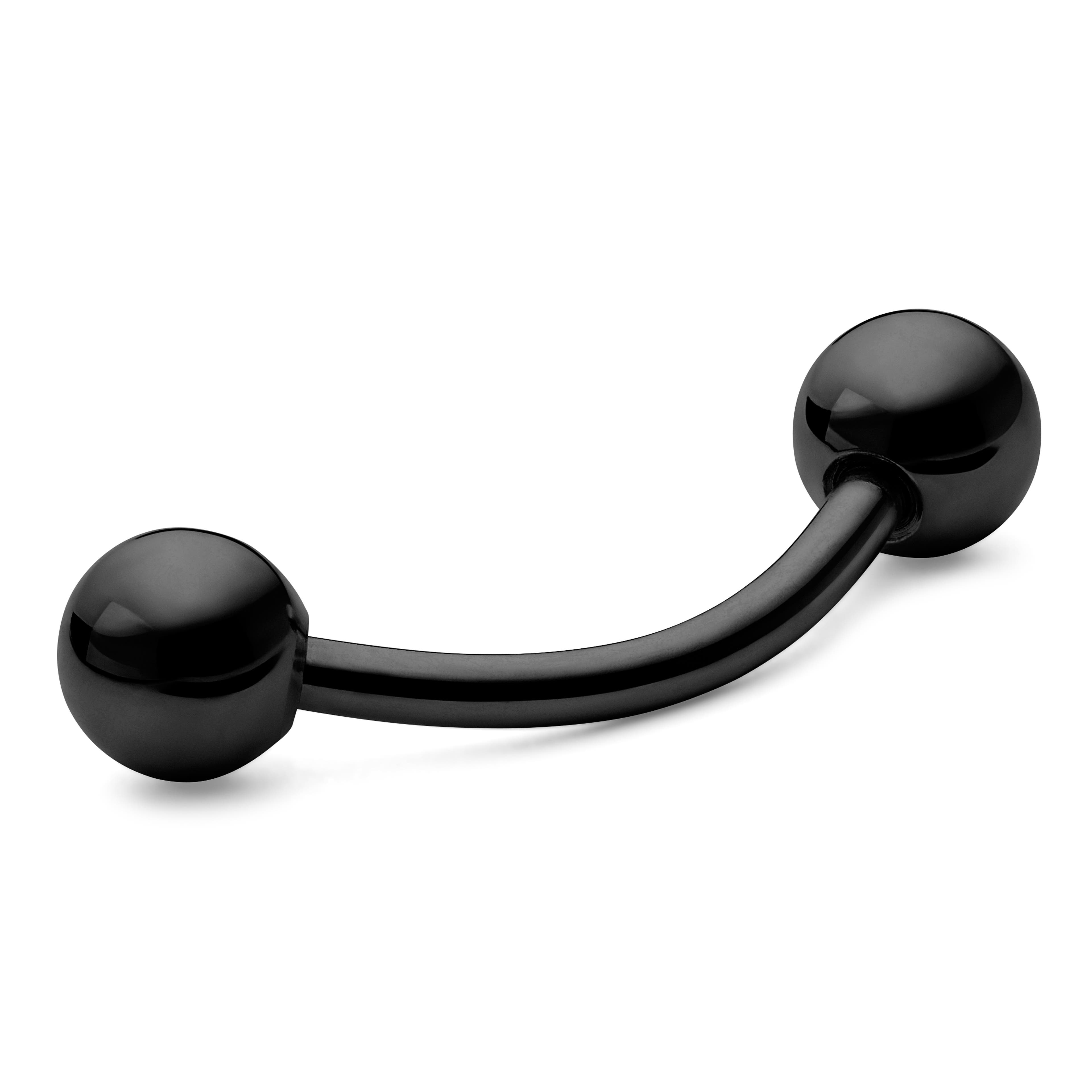 12 mm Curved Ball-Tipped Black Titanium Barbell