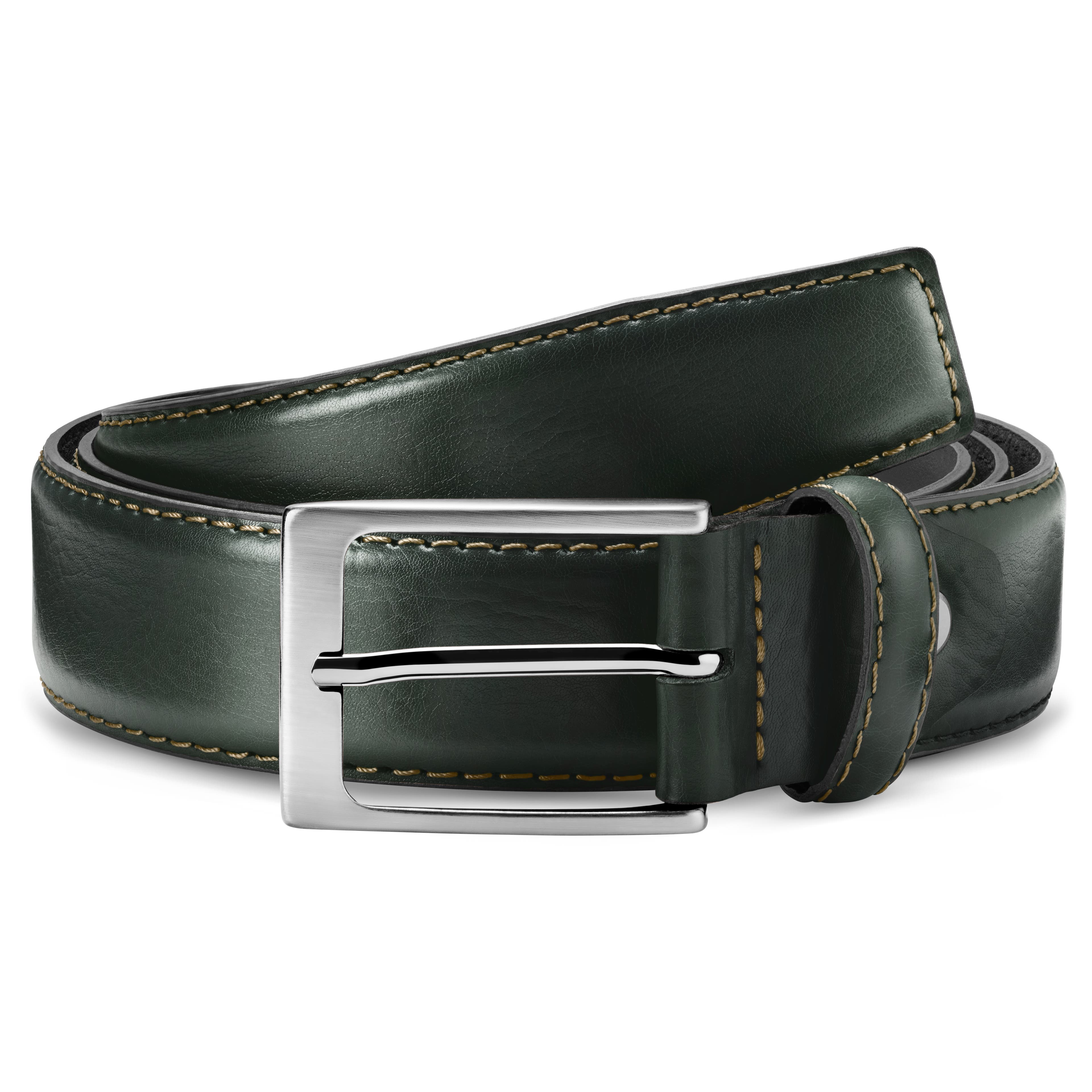 Homer Dark Green Leather Belt