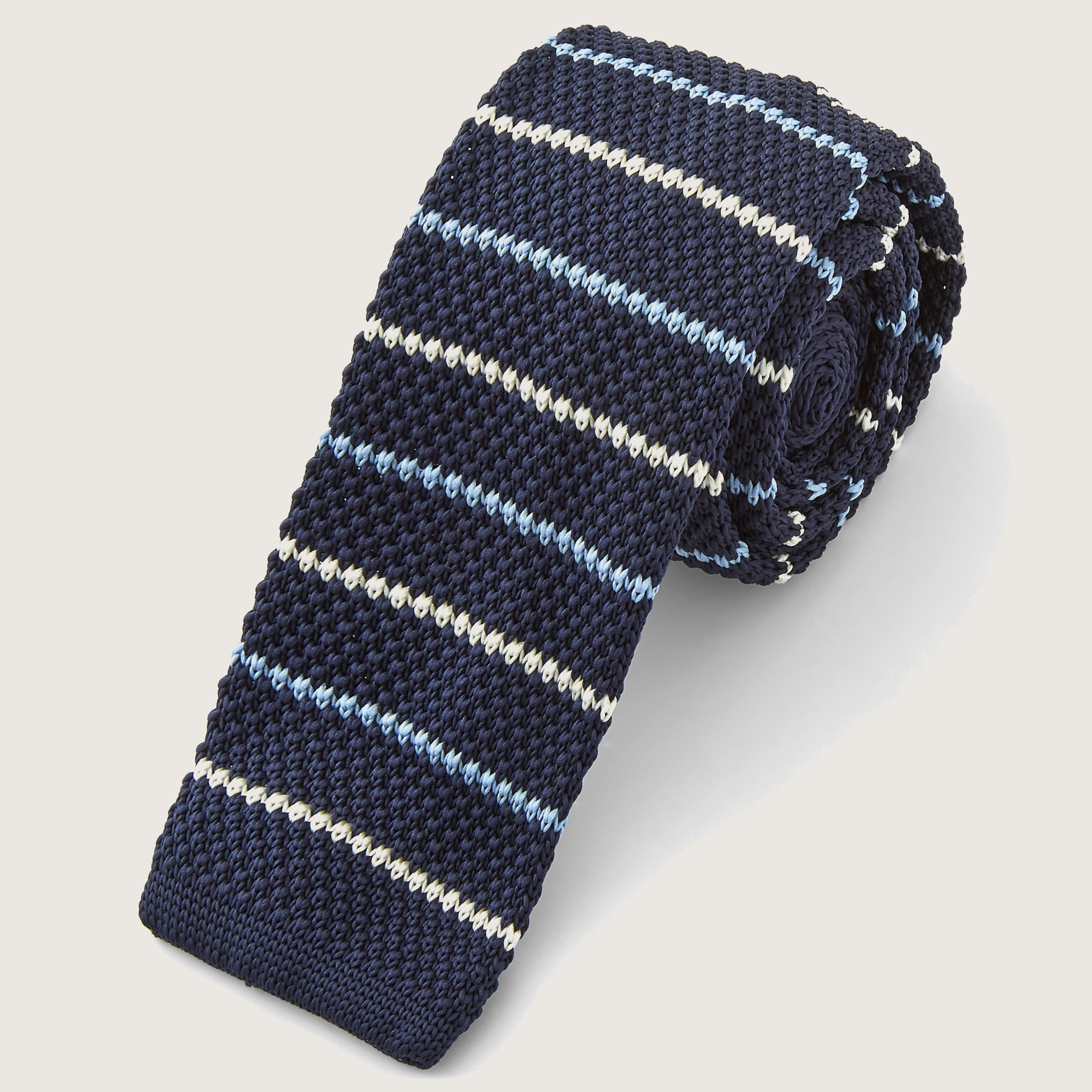 小物 BEAMS F KNIT TIE (Navy silk/cashmere) Solid Knit Tie - Blue | Men's Neck Ties & Clothing Accessories
