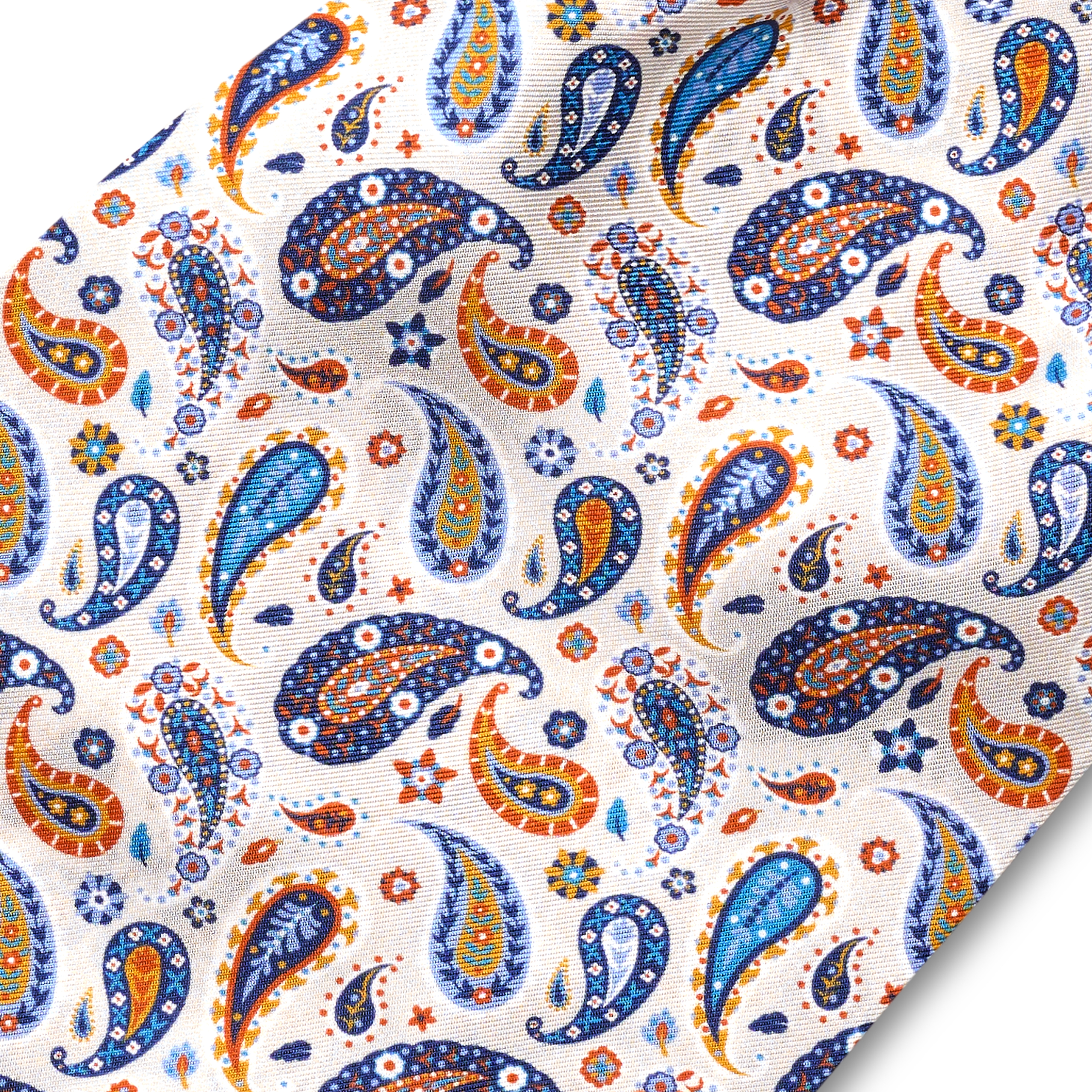 Virtuo | Elfenbeinfarbenes Ascot aus Seide mit Paisleymuster - 3