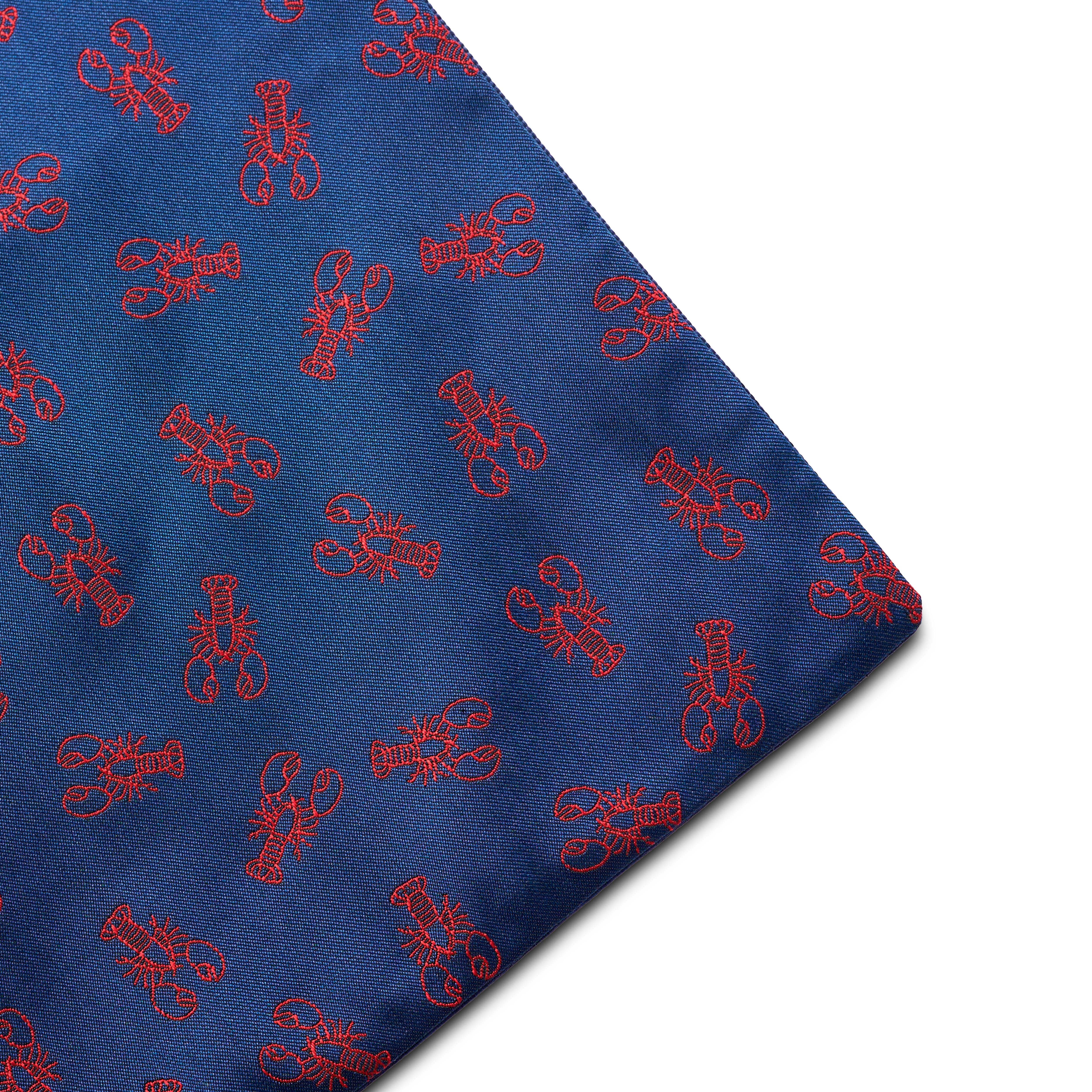 Fazzoletto da taschino double face blu navy con aragoste - 3