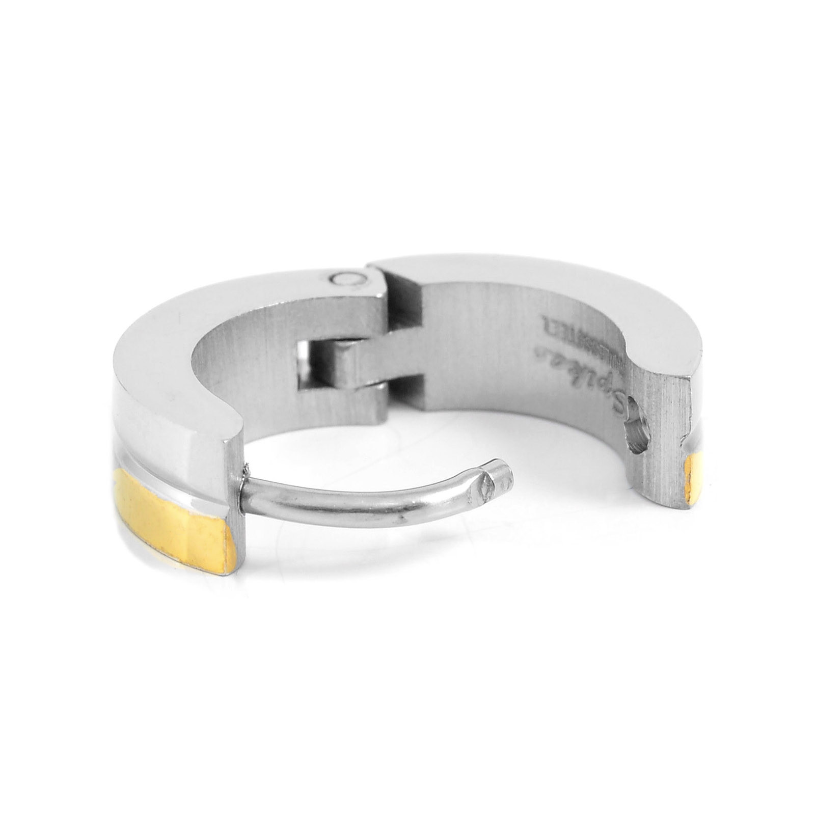 Sentio | Złocisto-srebrzysty kolczyk kółeczko ze stali chirurgicznej - 3