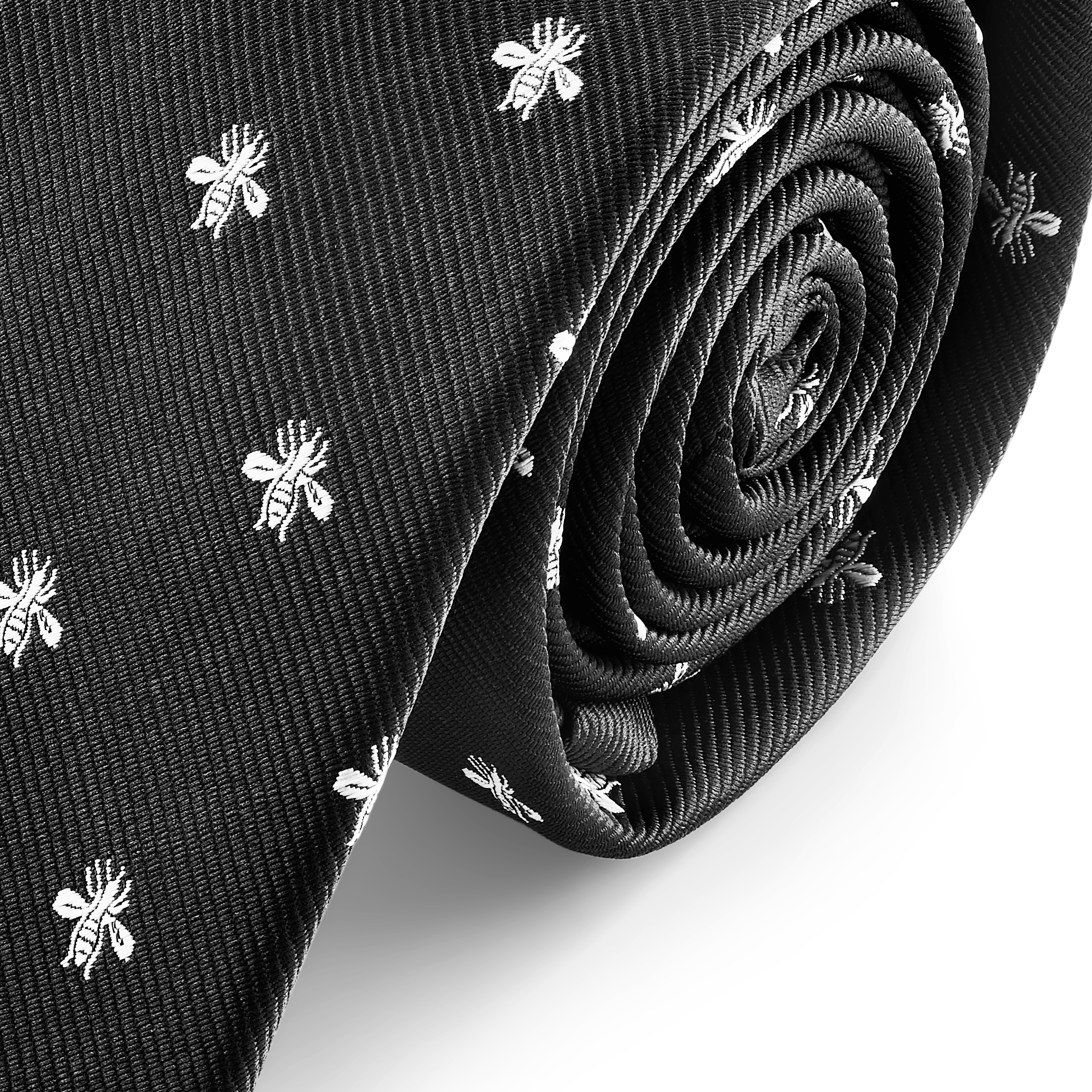 Zoikos | 7 cm schwarze und weiße Bienenkrawatte - 2