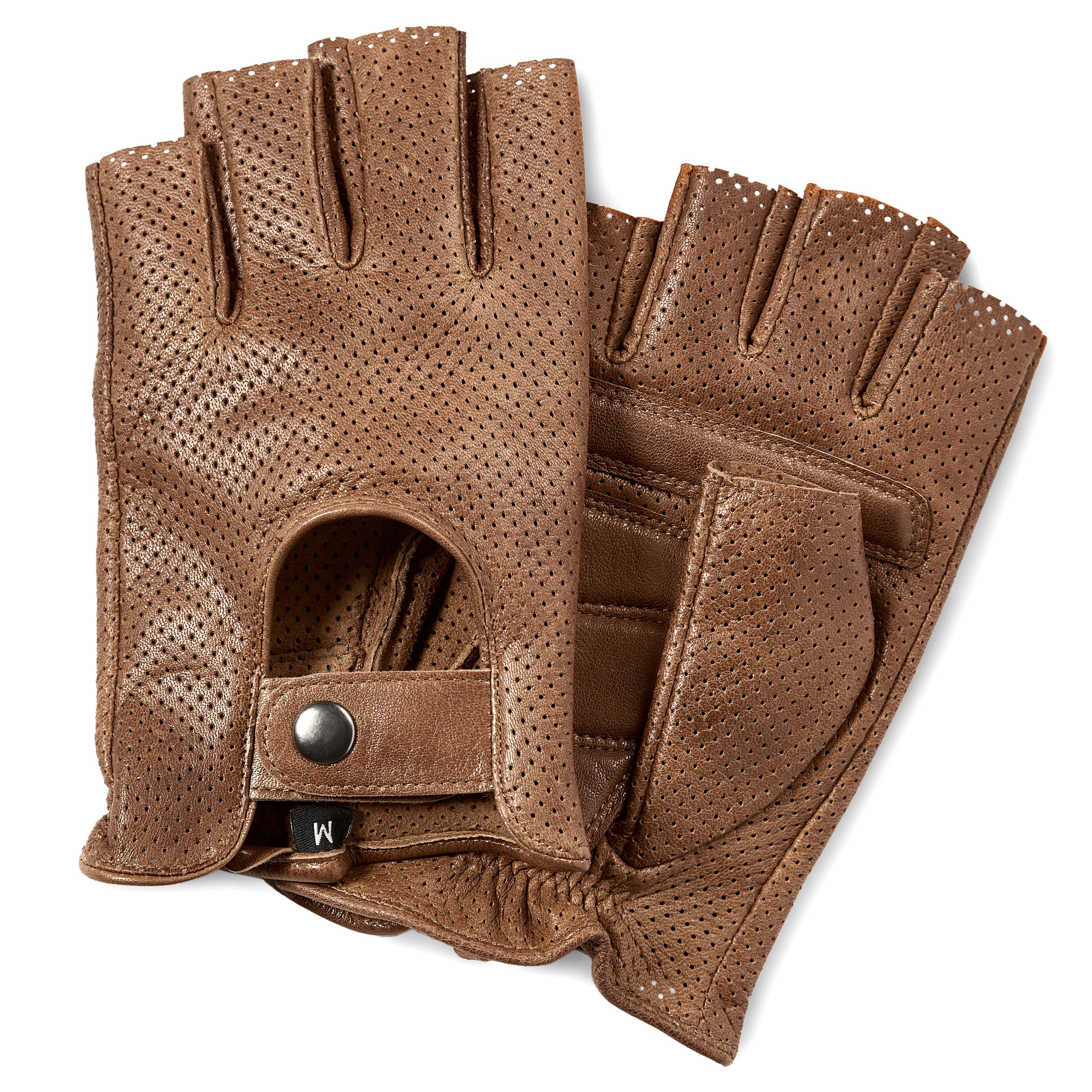 Brown Bryson Fingerless Driving Gloves