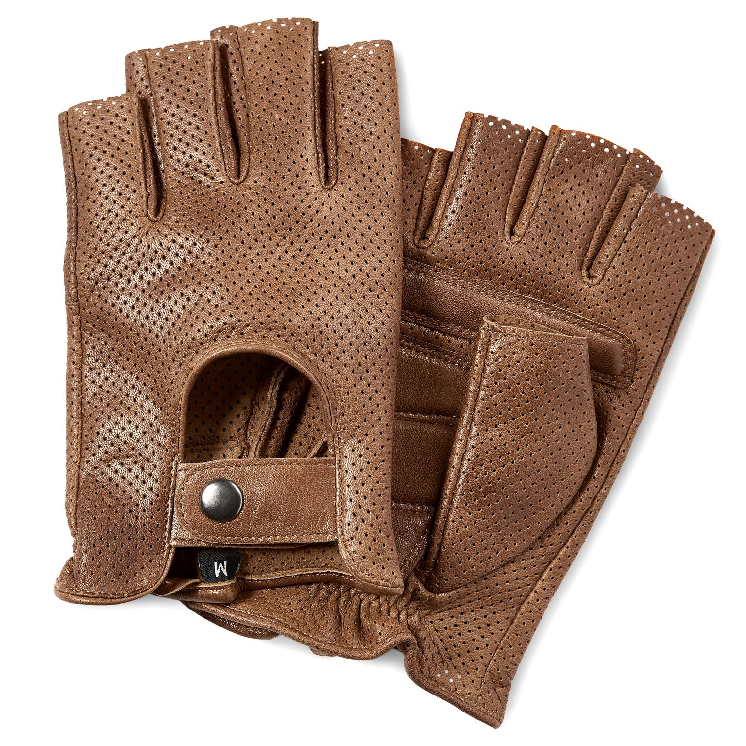 True Brown Fingerless Sheep Leather Driving Gloves True Brown Fingerless Sheep Leather Driving Gloves