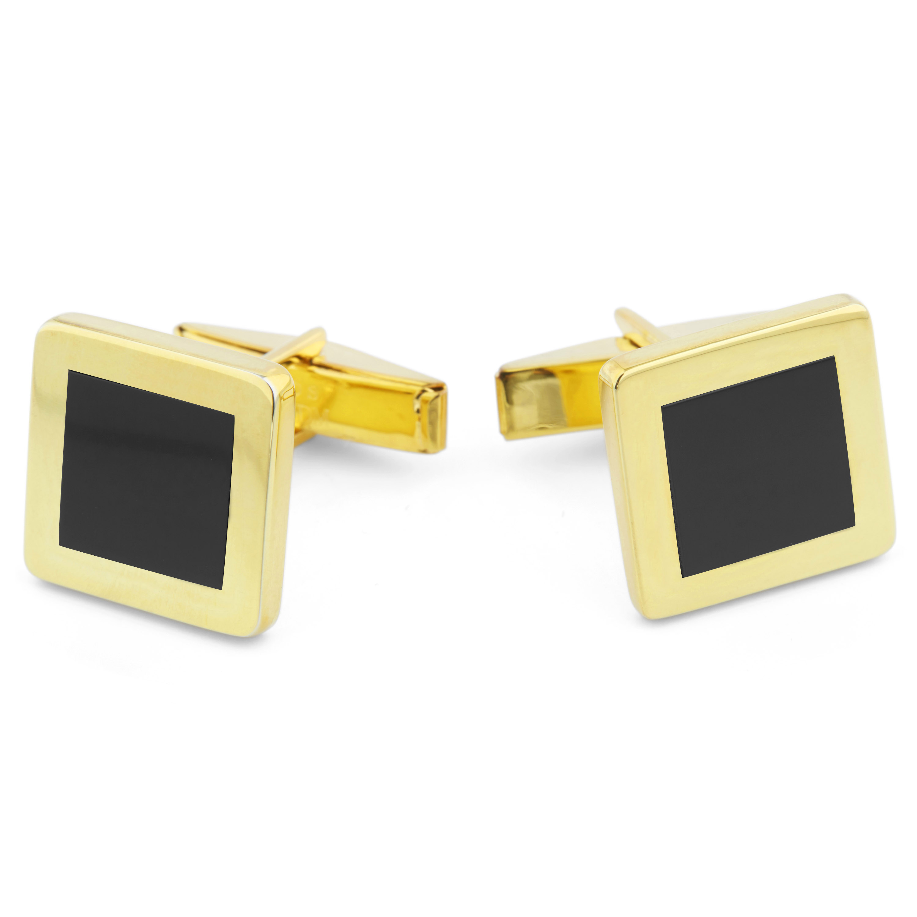 Goudvergulde Set in 925 Zilver Ingelegd met Zwarte Stenen - 2