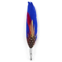 Cobalt Blue Tribal Feather Lapel Pin