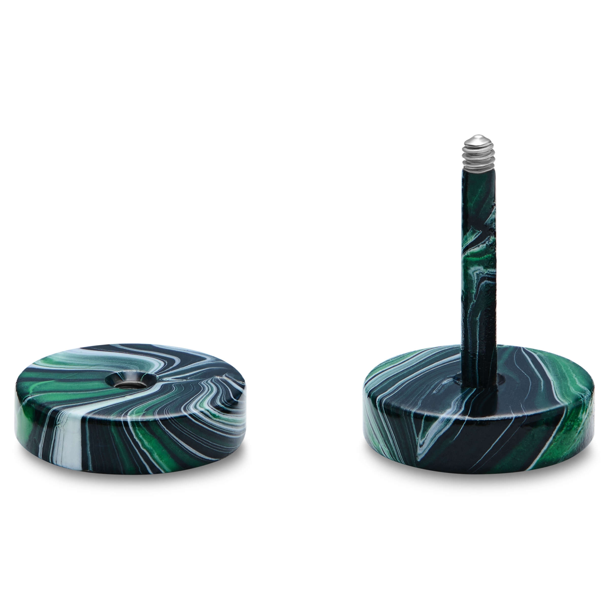 Satago | 8 mm Sort & Grøn Rustfri Stål Fake Plug Ørestik - 2