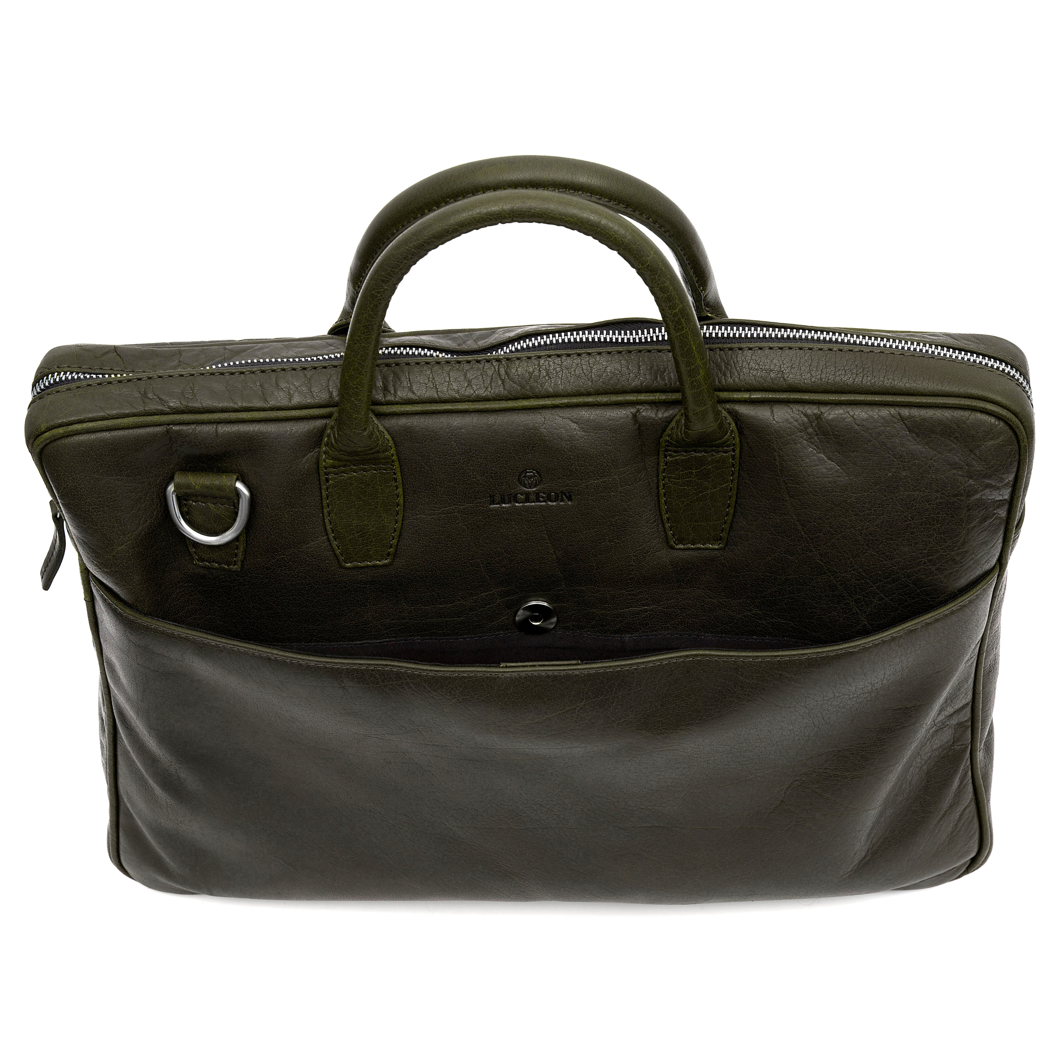 Sac Montreal Executive Slim 15" en cuir vert olive - 8