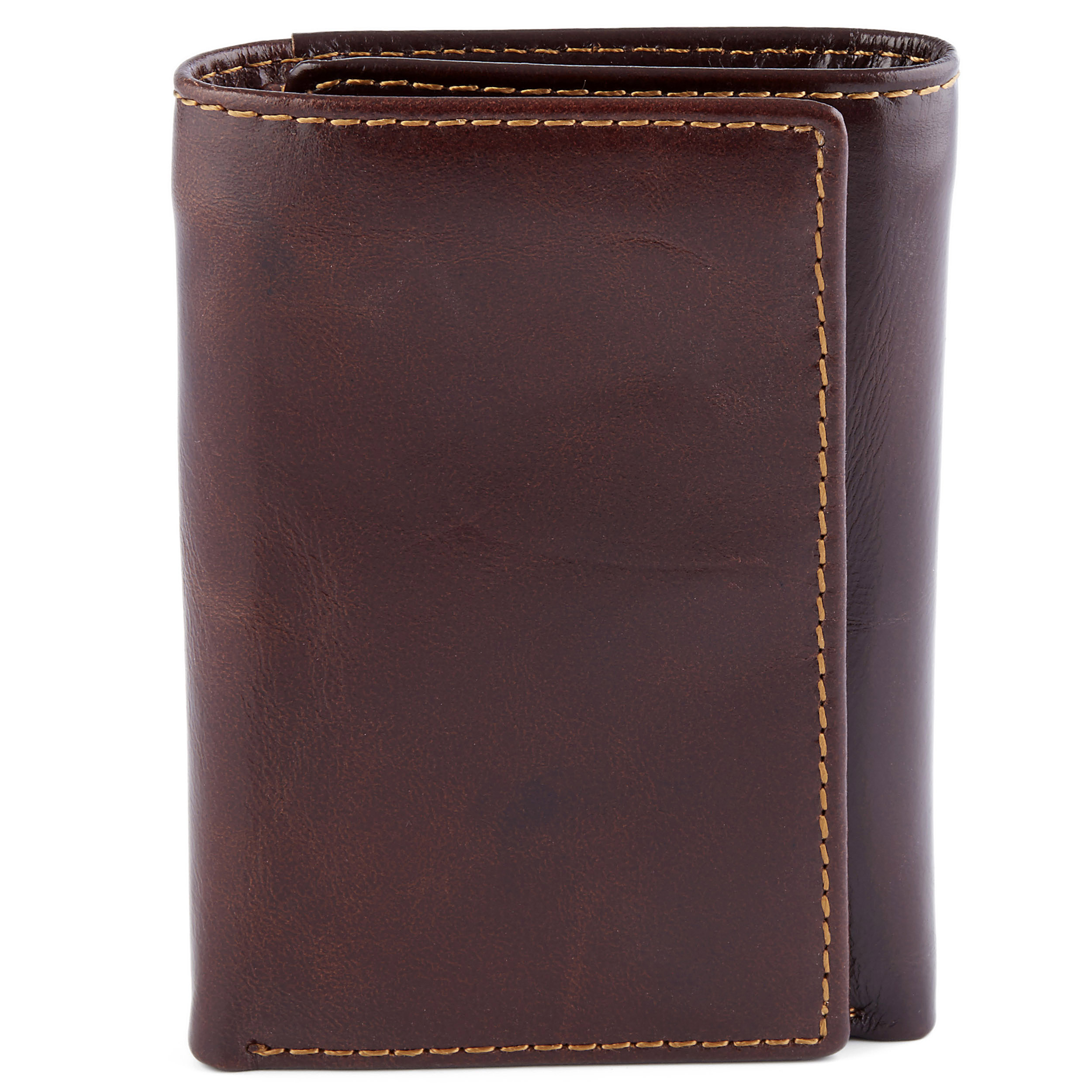 Cartera de piel tríptica intemporal marrón - 4