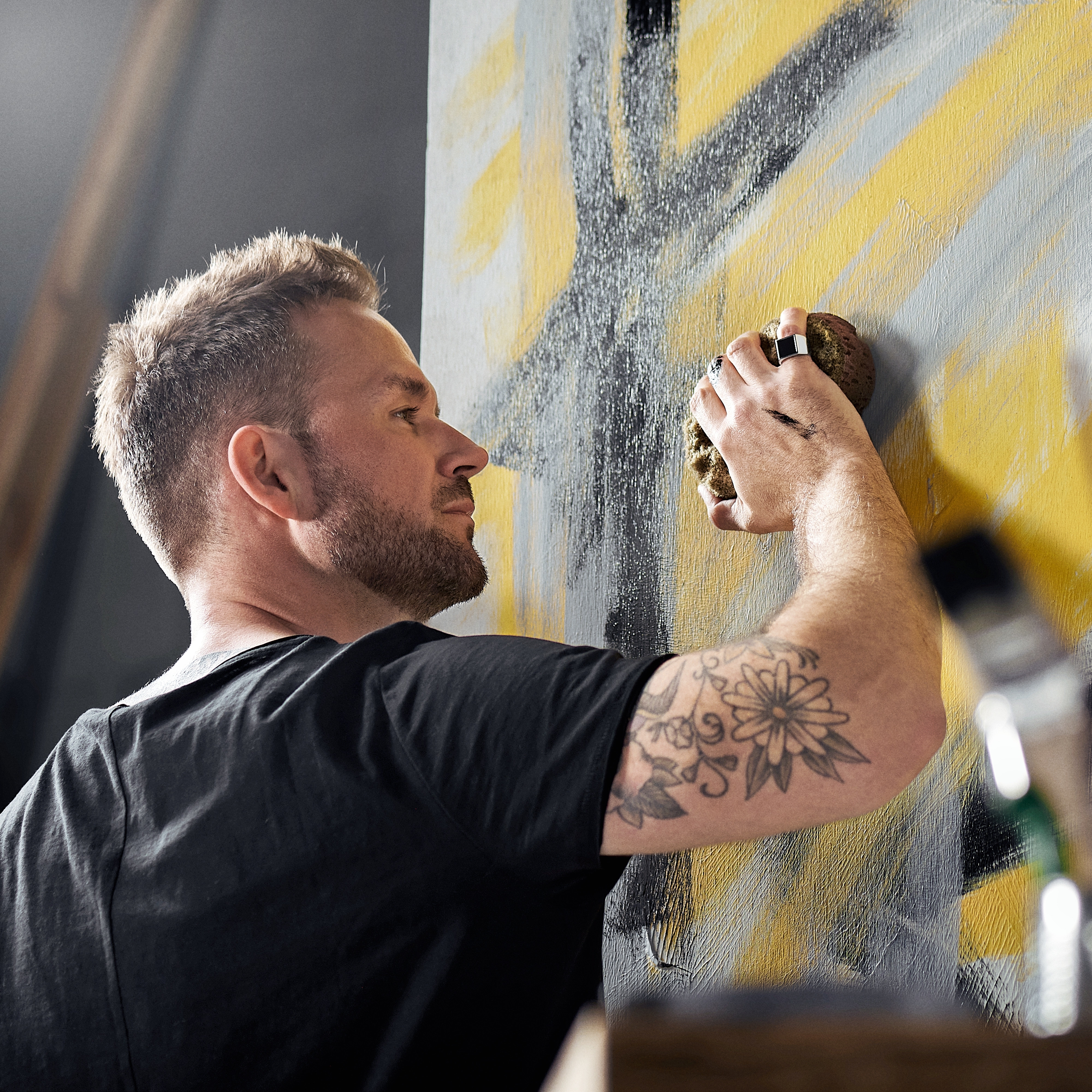 Aras | Silberfarbener Edelstahl Quadratischer Schwarzer Onyx Pinky Signet Ring - für den kleinen Finger - 4