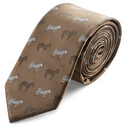 Zoikos | Кафява вратовръзка със зебри 6 см