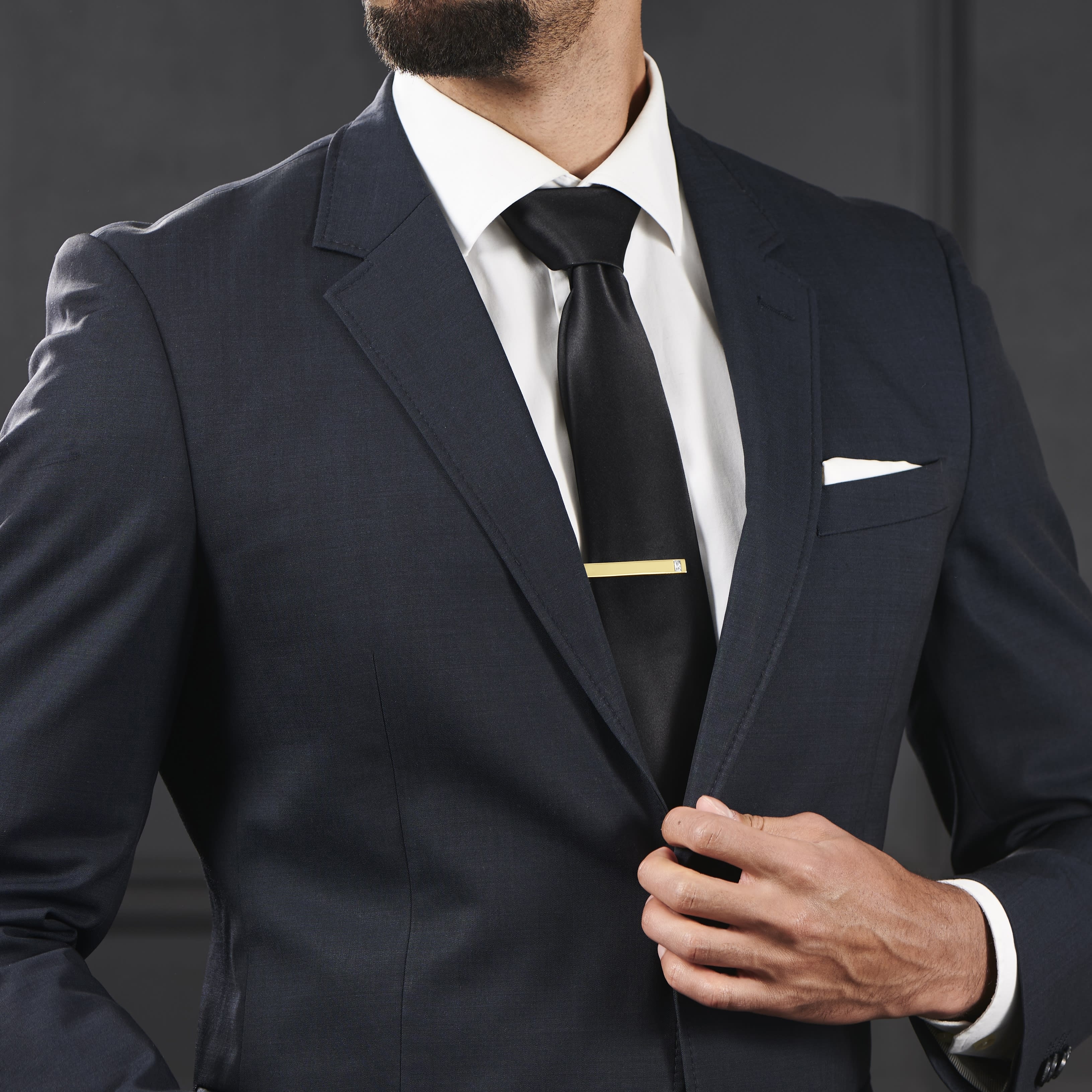 Gold 925s Rectangular Zirconia Tie Clip - 5