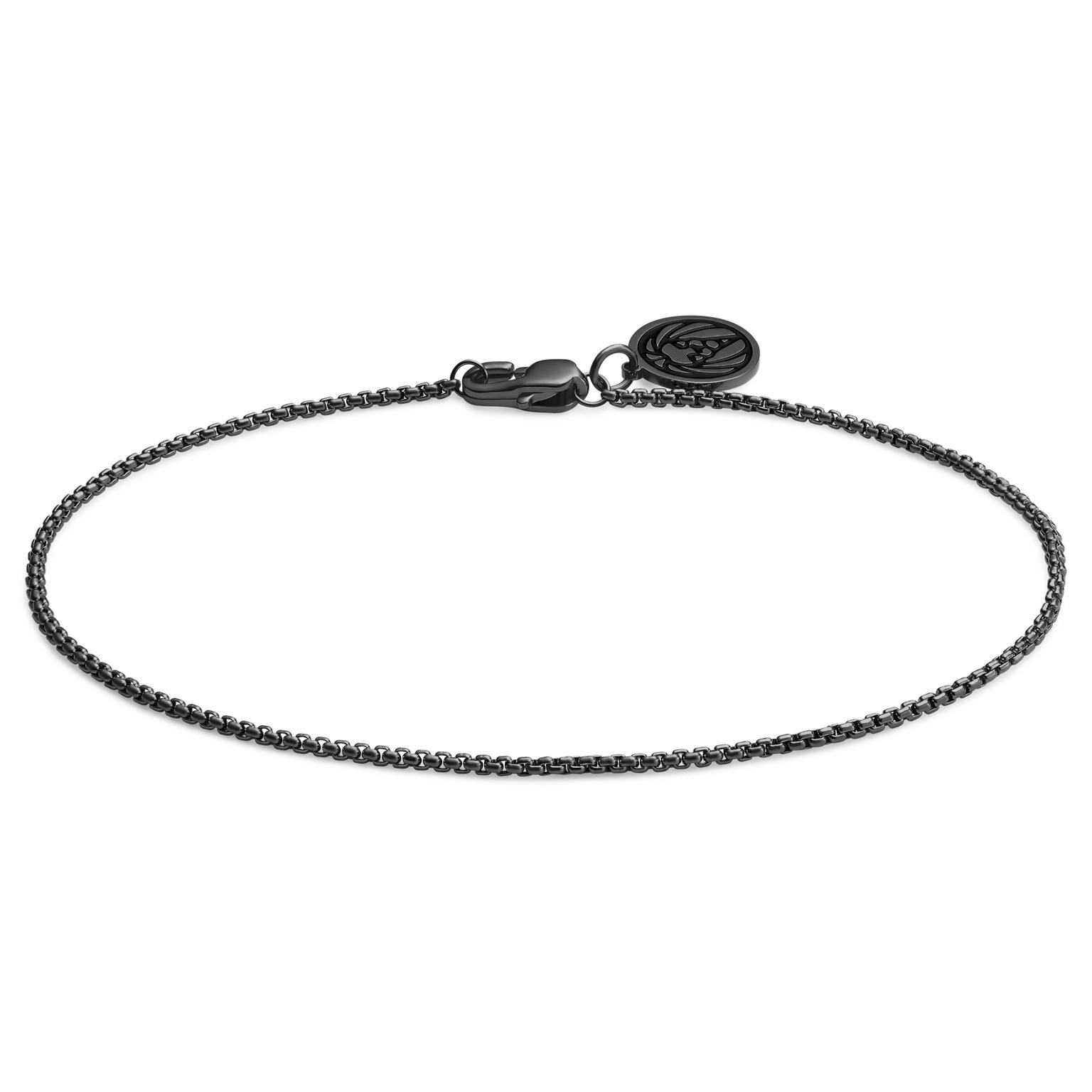Essentials | 1 mm Gunmetal Schwarzes Quadratisches Box Kettenarmband Essentials | 1 mm Gunmetal Schwarzes Quadratisches Box Kettenarmband