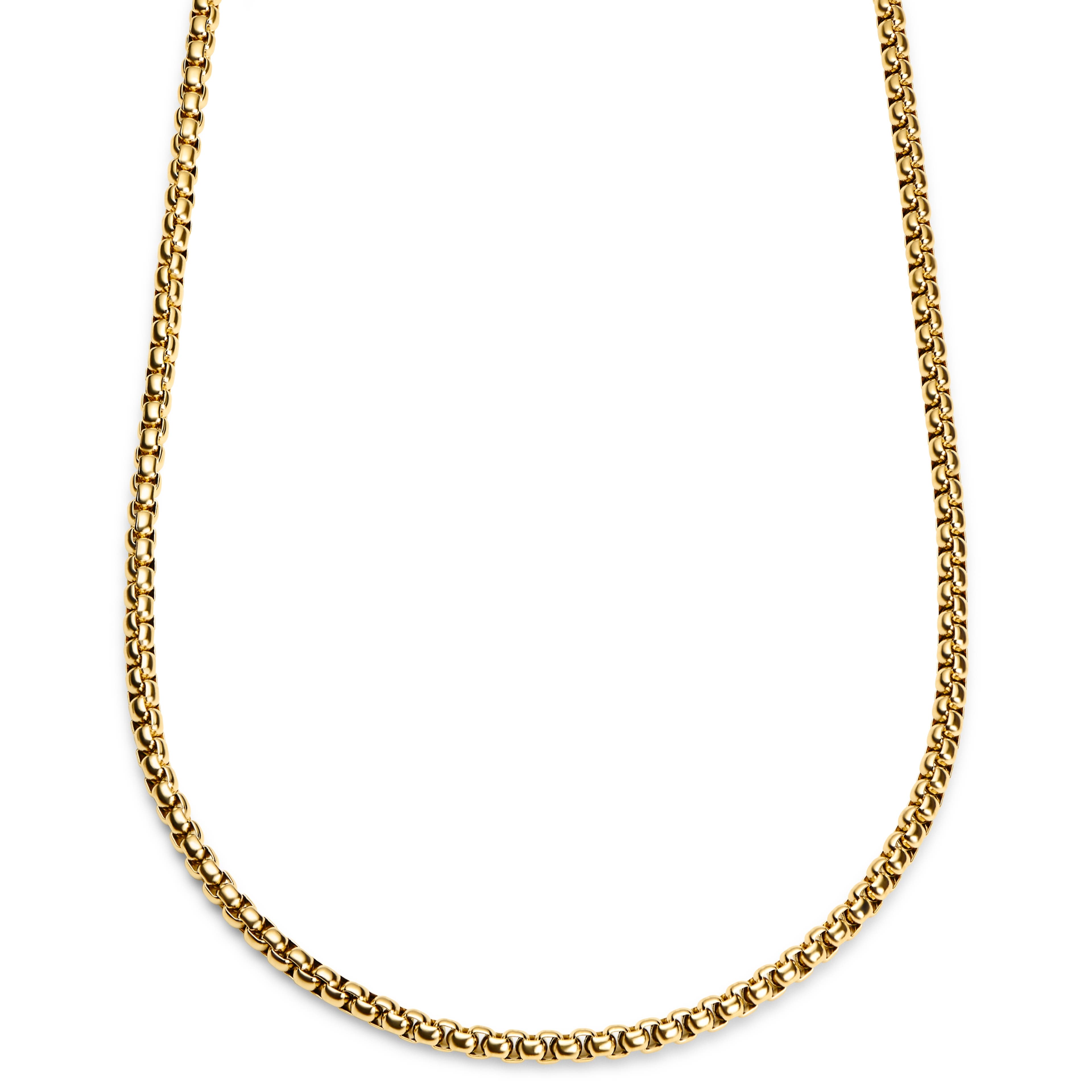 Essentials | 5 mm Gold-Tone Curved Box Chain Necklace