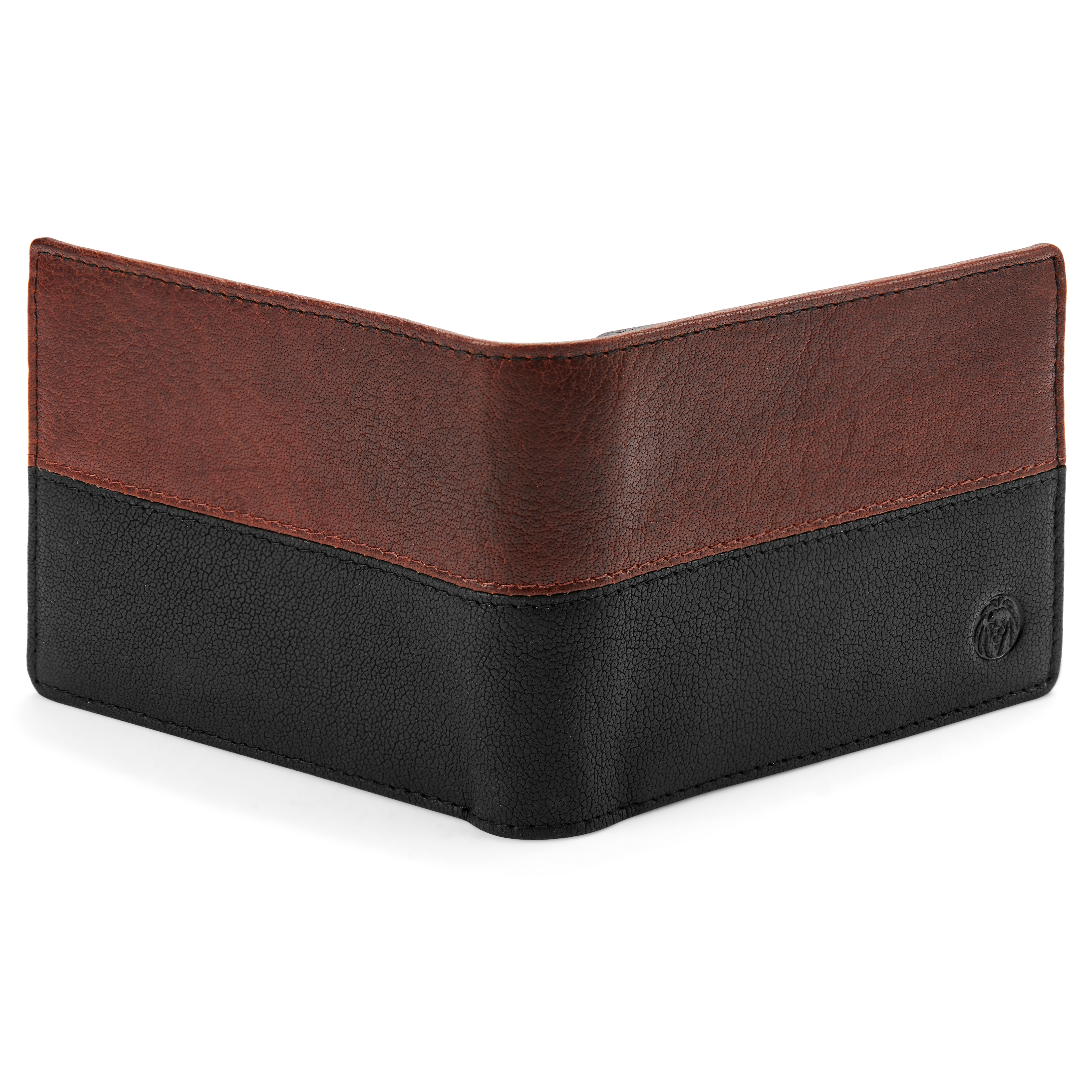 Montreal Svart og Lysebrun Skinnlommebok med Søm - 5