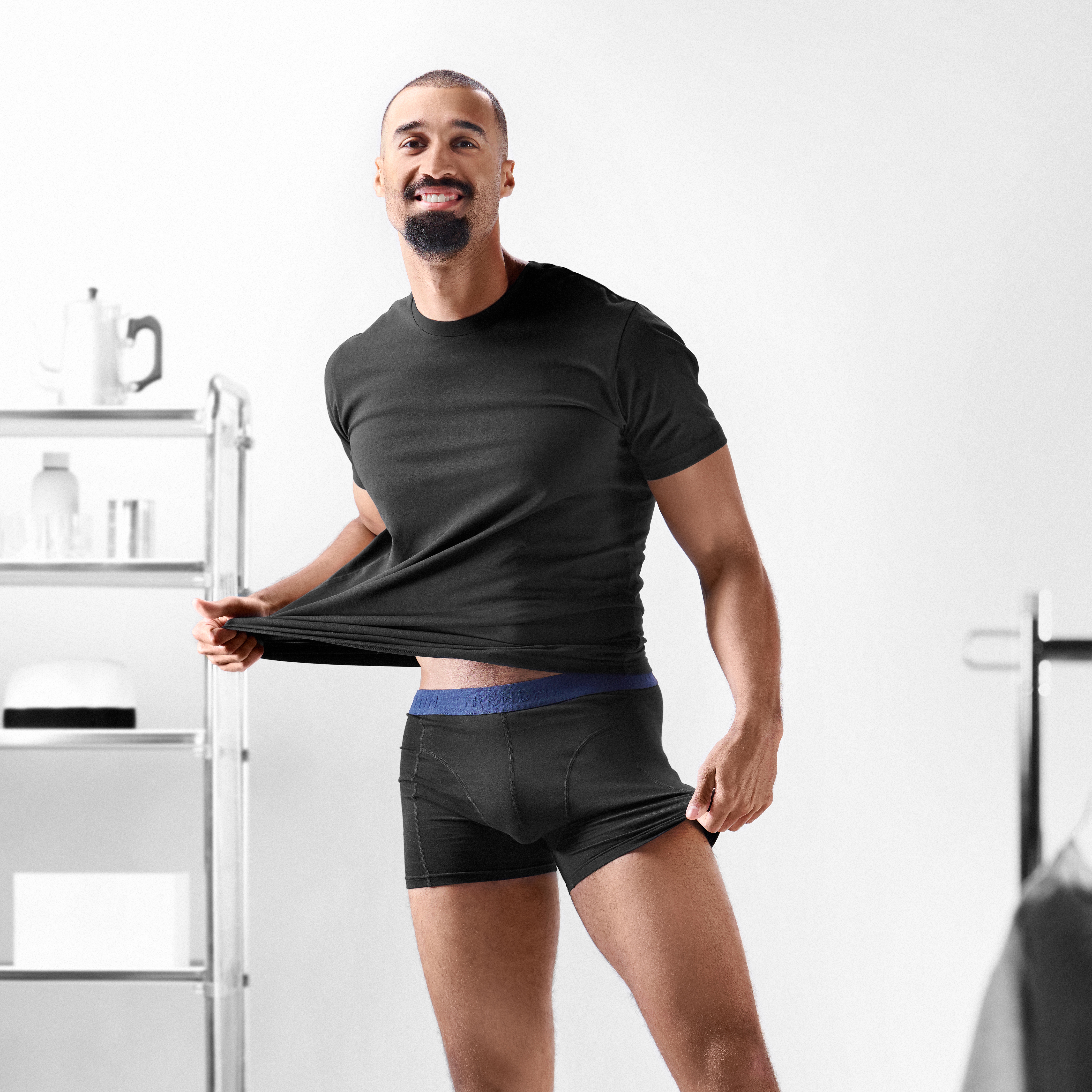 FreeFeel | 3-Pack Black Bamboo Boxer Briefs with Royal Blue Waistband - 5