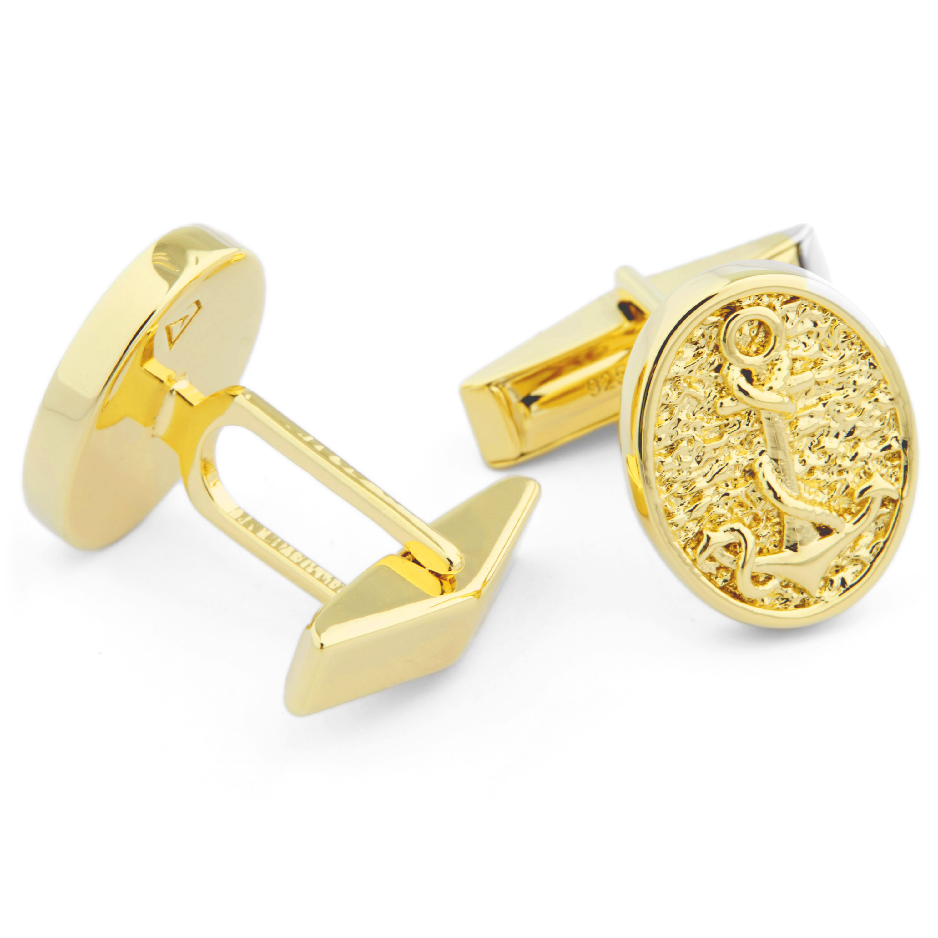 Goudvergulde Set met Korte Dasspeld in 925 Zilver met Zeemansmotieven - 2