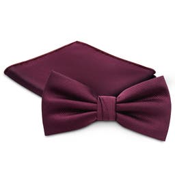 Crimson Pre-Tied Bow Tie and Pocket Square Set
