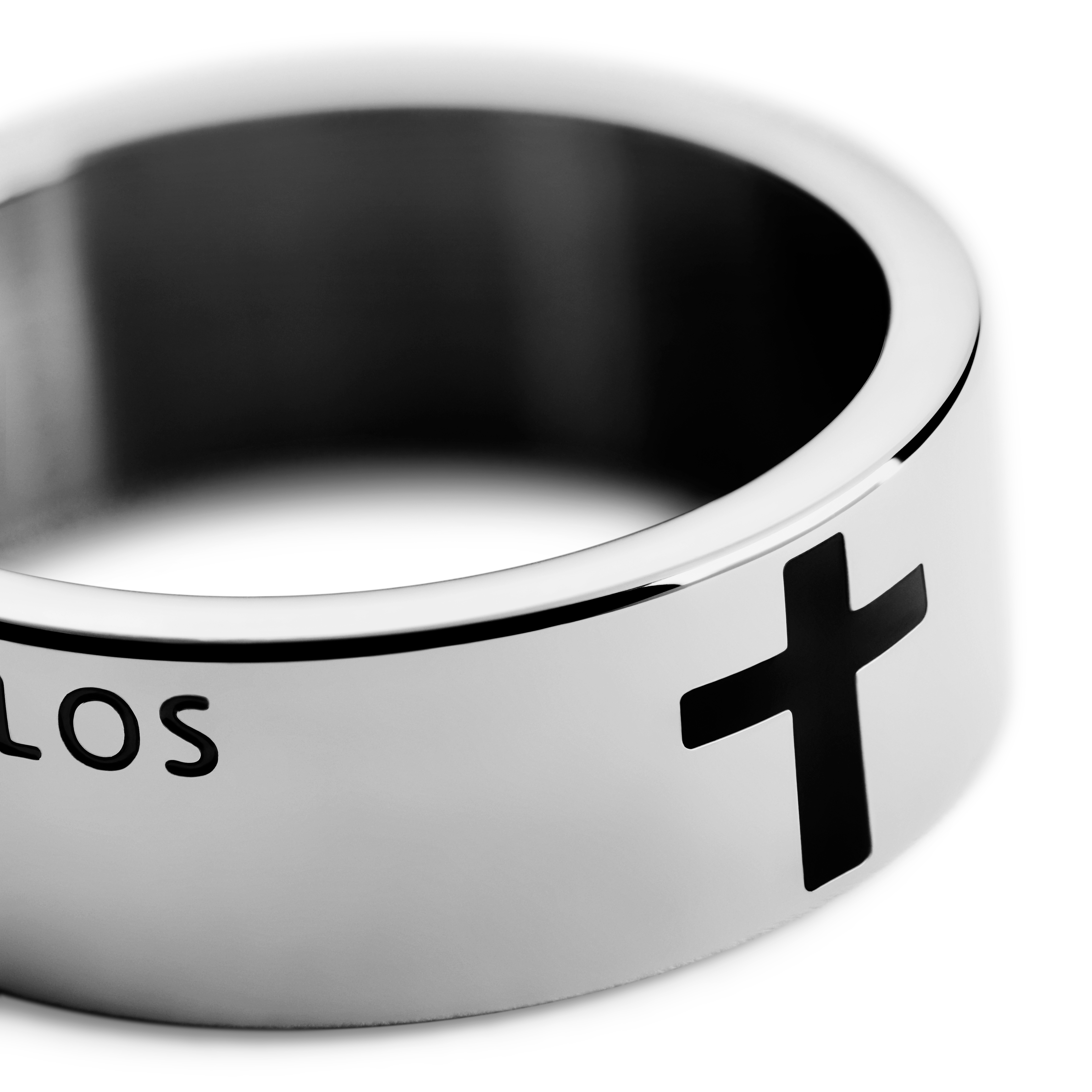 Unity | 8 mm Silver-tone Stainless Steel Spanish Lord’s Prayer Ring - 6