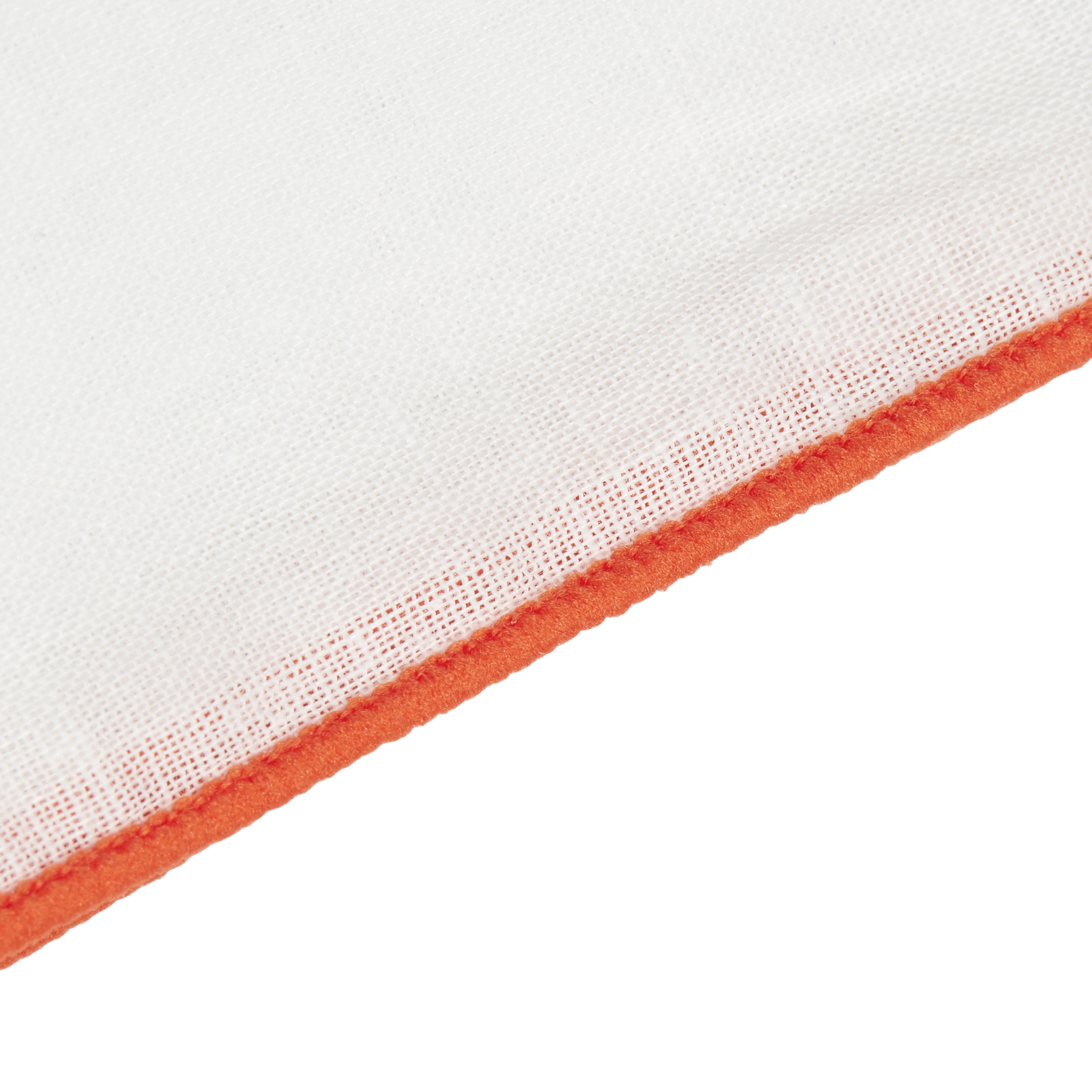 Fehér vászon díszzsebkendő égetett narancsszínű szegéllyel - 2