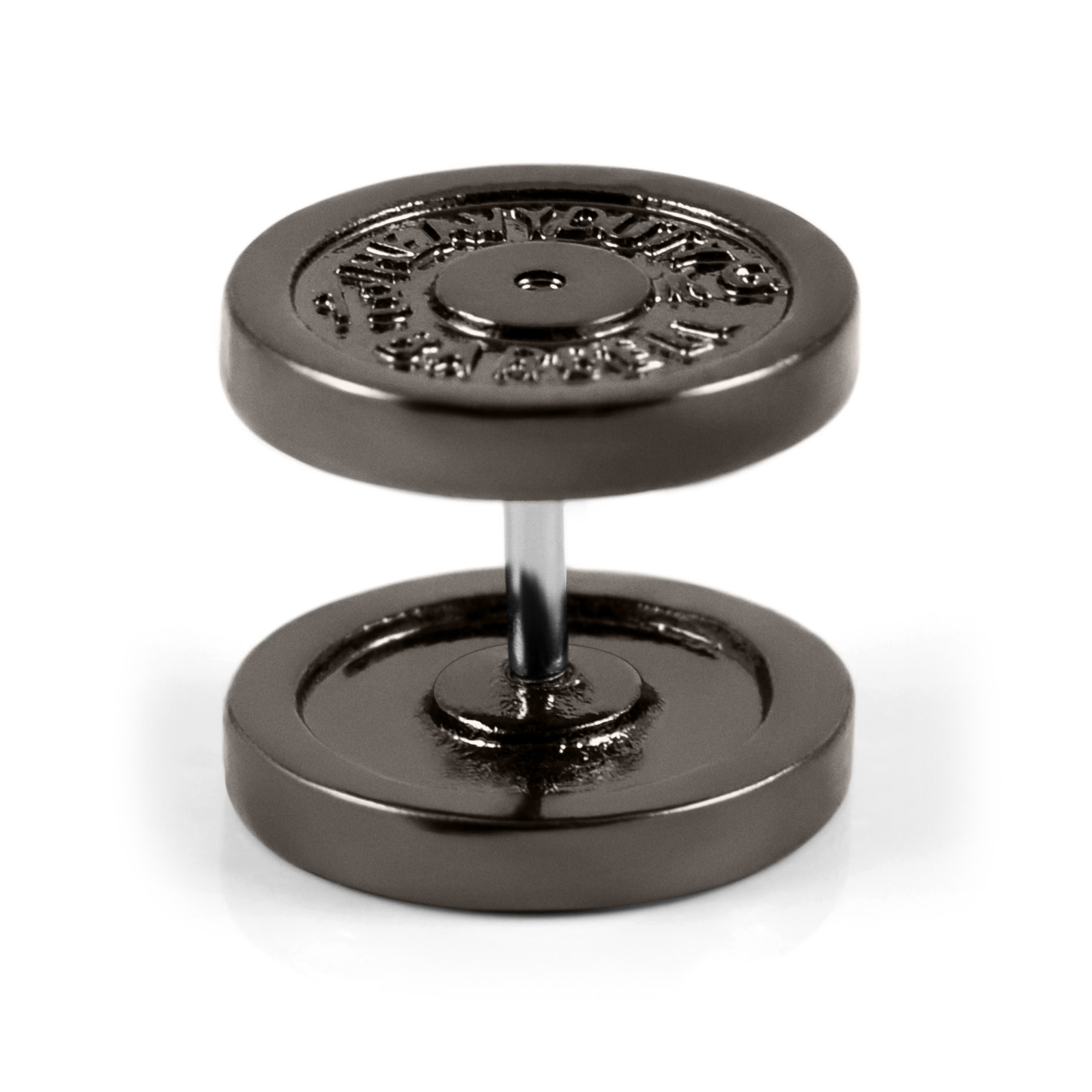 Satago | 12 mm Metallgrå Hantel Fejkplug Örhänge i Kirurgiskt Stål - 3