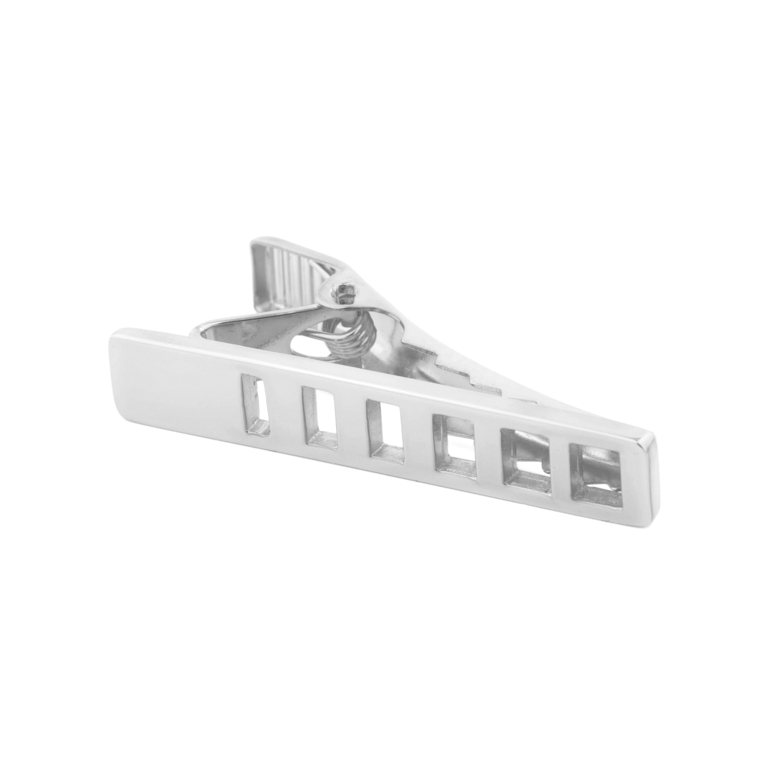 Kort Slipsnål i 925s Silver med Rektangulära Hål - 2