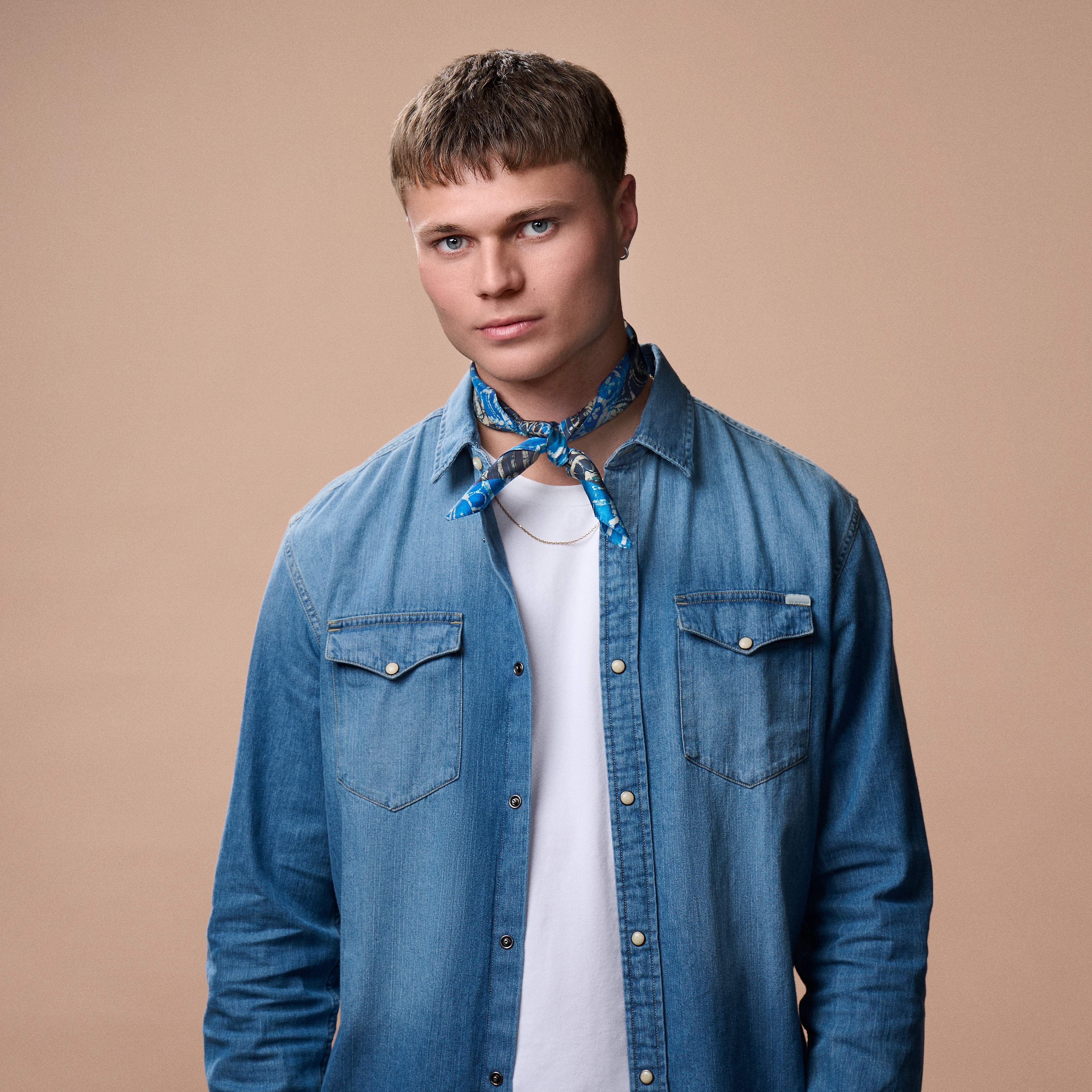 Virtuo | Mörkblå Paisleymönstrad Sidenhalsduk - 3