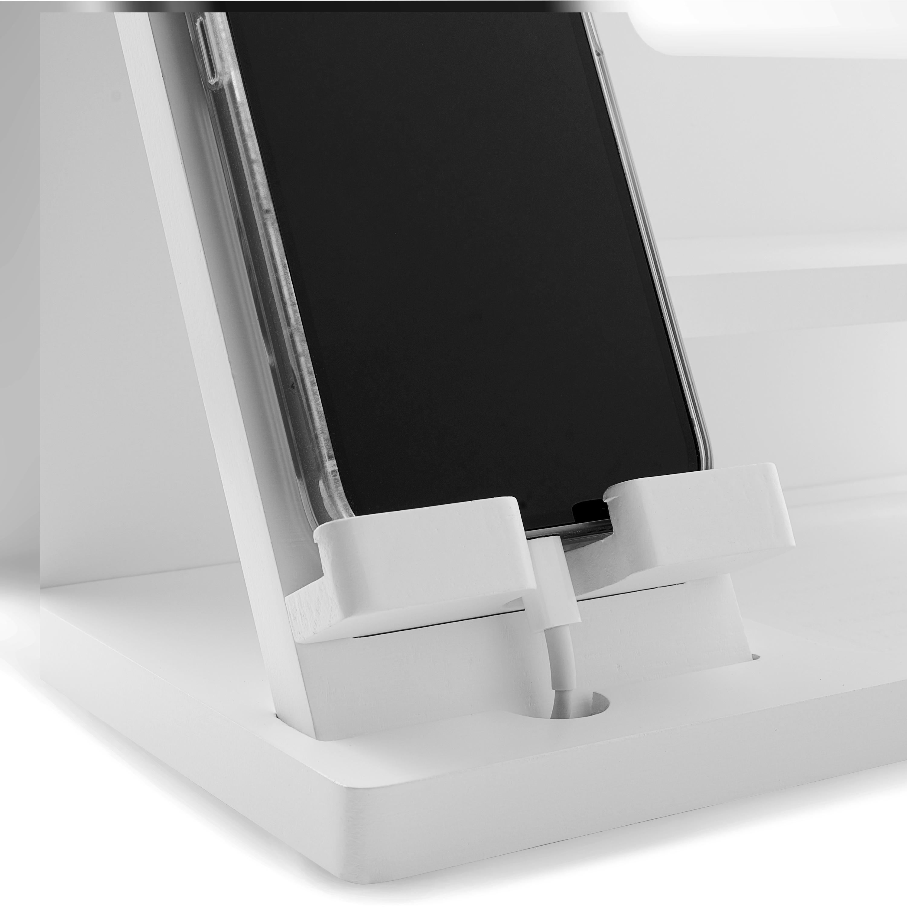 Fehér fa telefonállvány és asztali szervező - 5