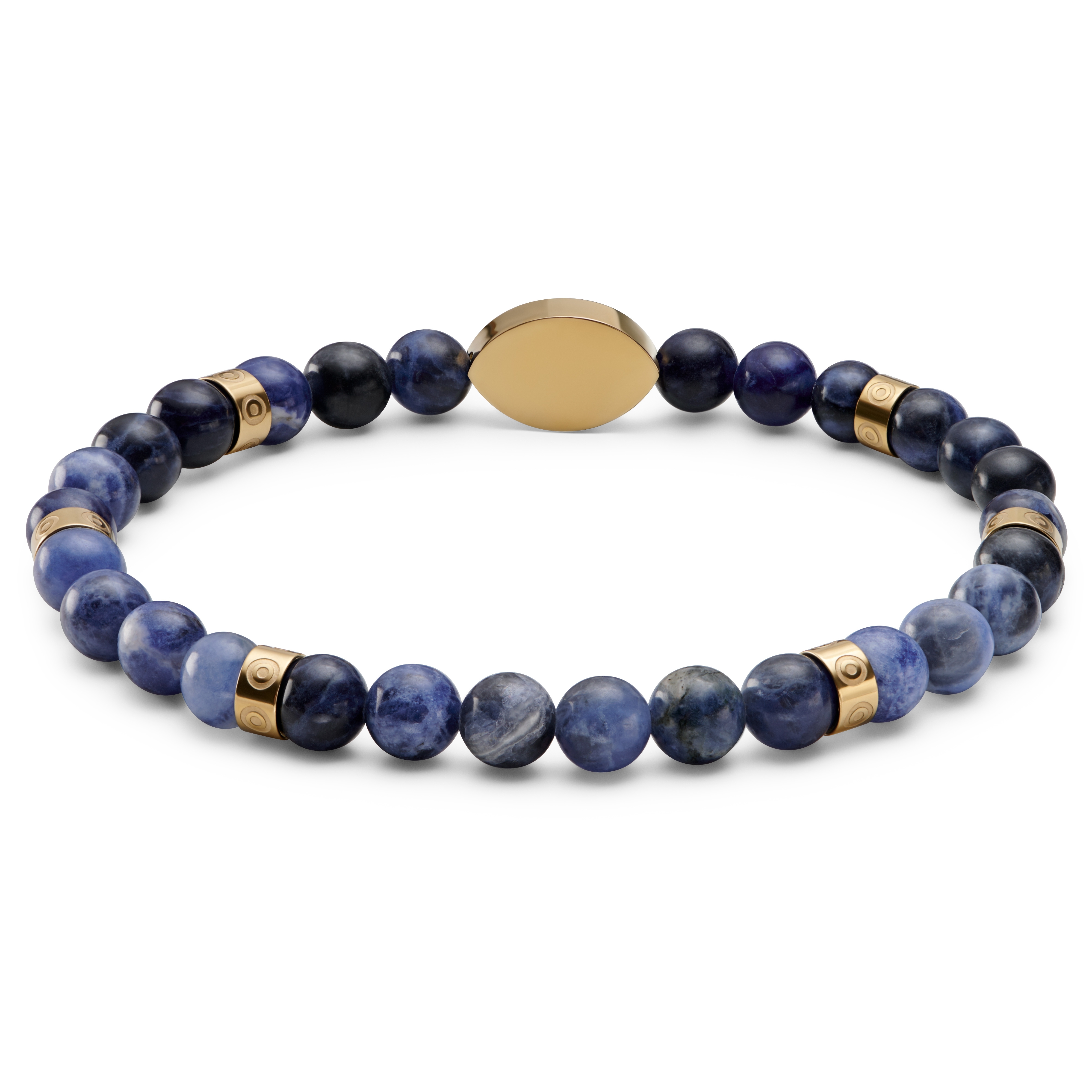 Evil Eye | Goudkleurige Kralenarmband van Sodaliet - 2