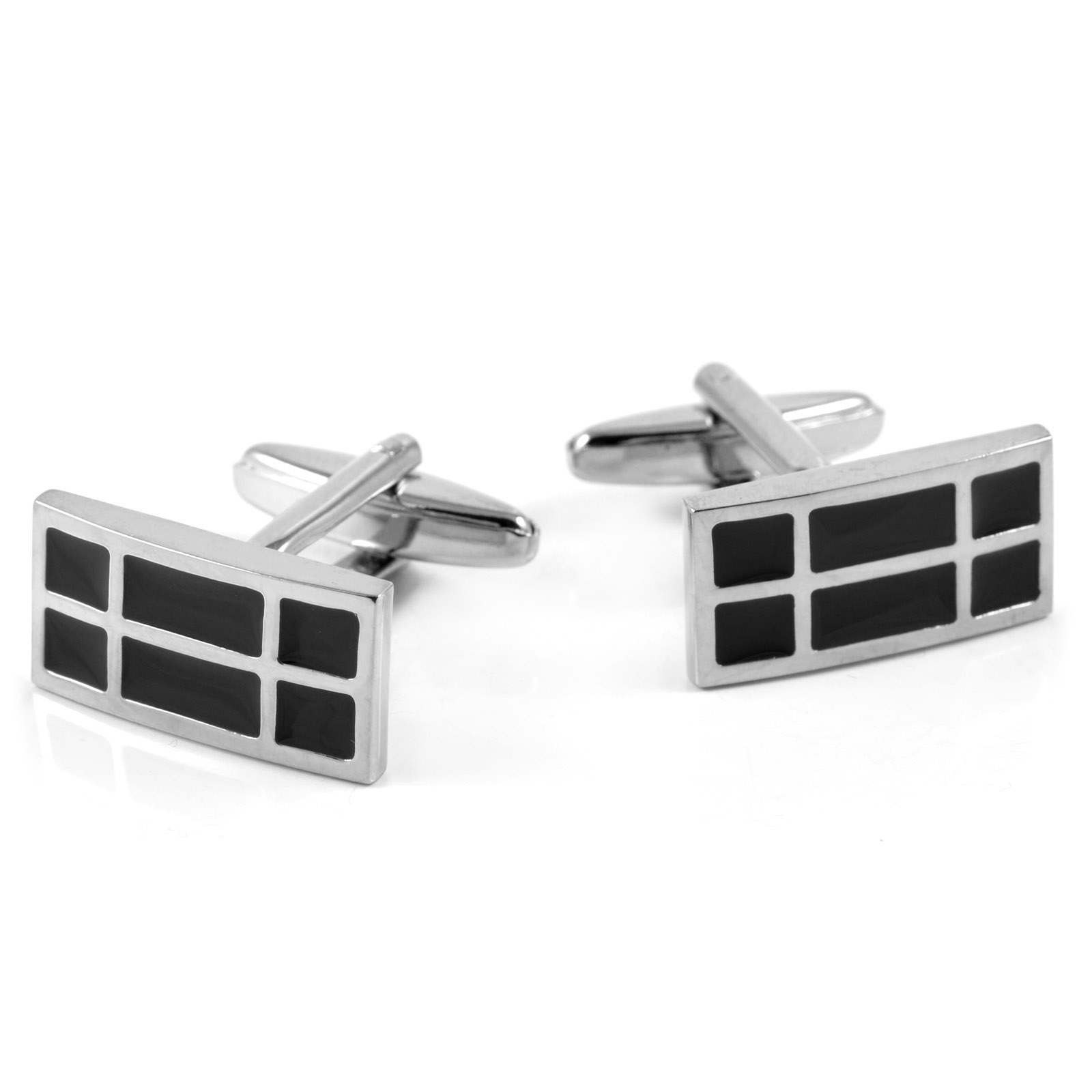 Rektangulære Manchetknapper med sort mønster - 1