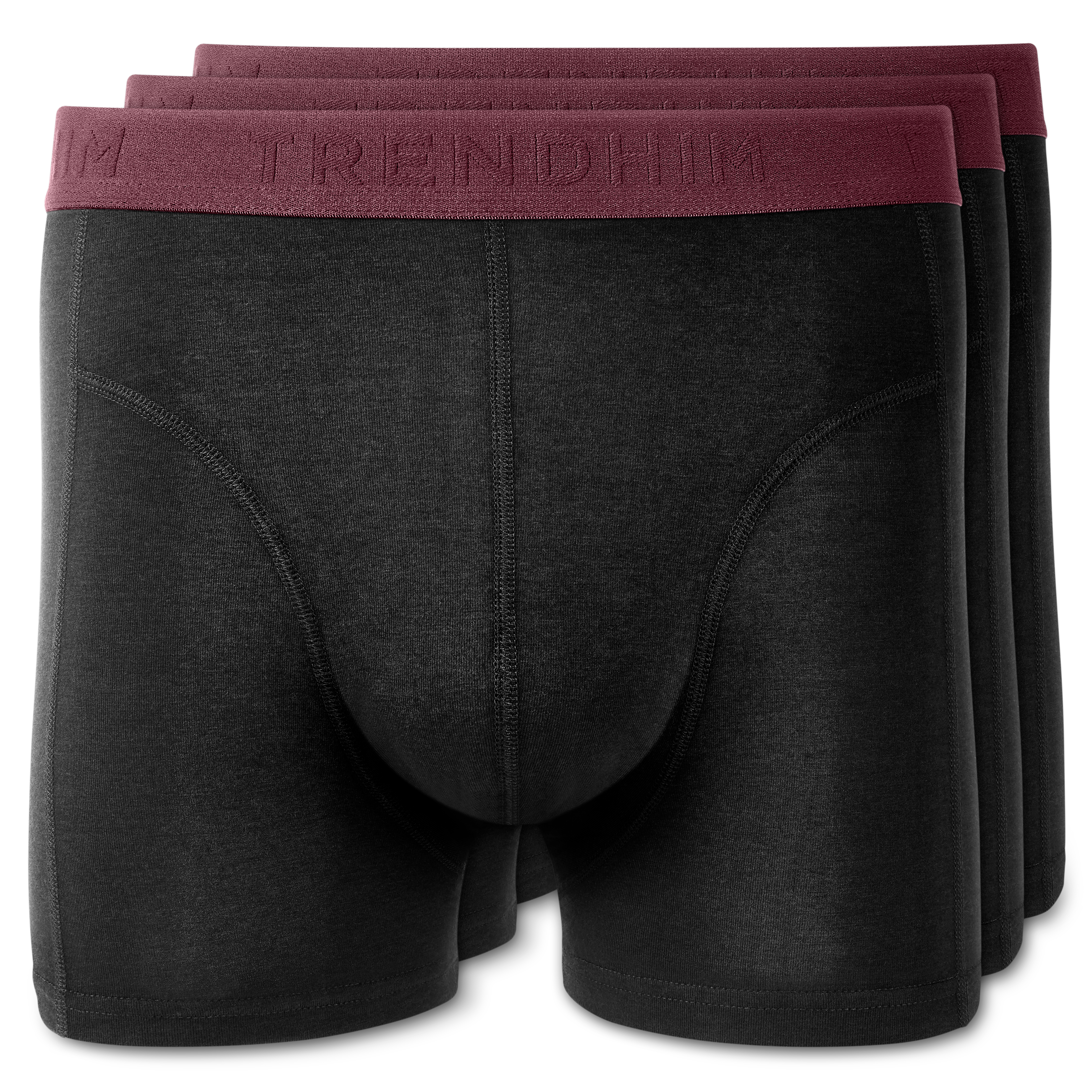 FreeFeel | 3er-Pack Boxerbriefs aus schwarzem Bambus mit weinrotem Bund