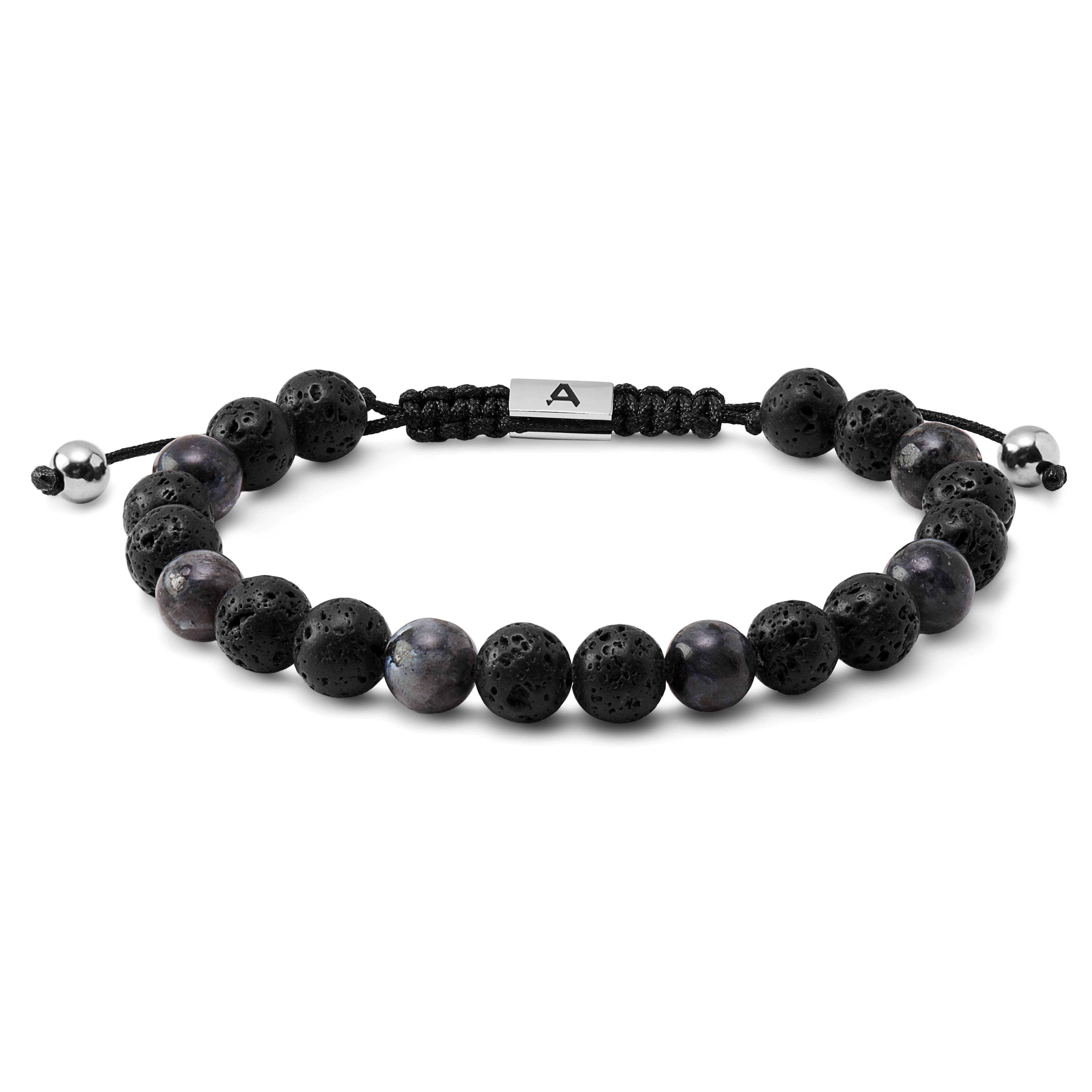 Sanatio | 8 mm Lava Rock & Schwarzes Labradoritstein-Armband Sanatio | 8 mm Lava Rock & Schwarzes Labradoritstein-Armband