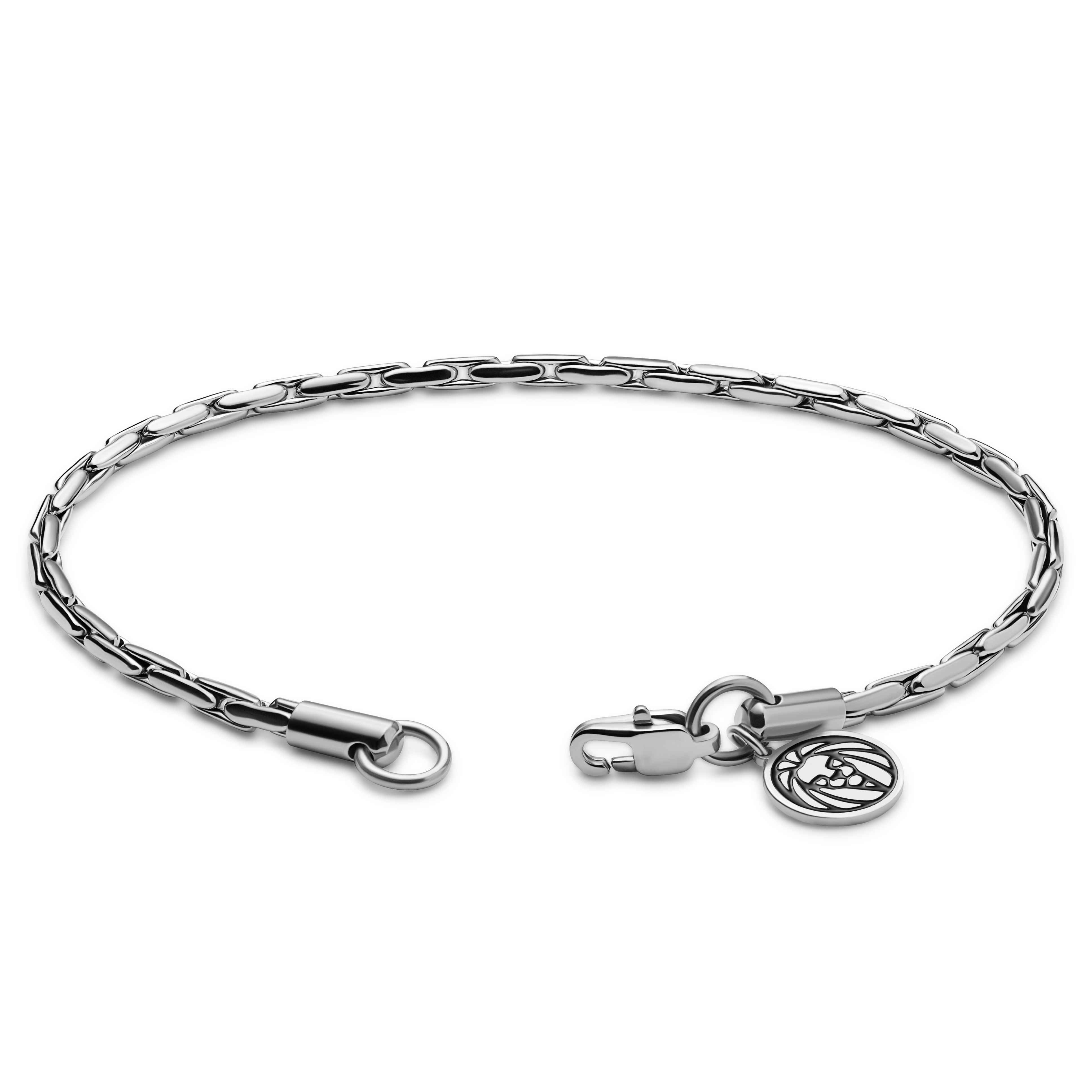 Essentials | Сребриста гривна от верижка с правоъгълни звена тип кутийка 3 мм - 3