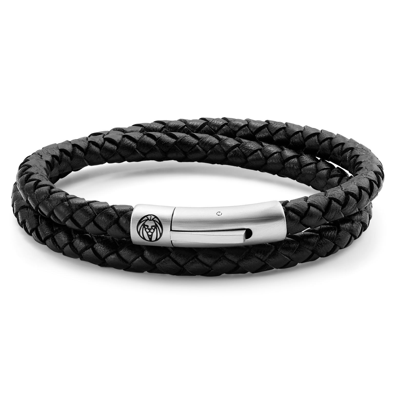 Collins 6 mm Black Leather Wrap Around Bracelet Collins 6 mm Black Leather Wrap Around Bracelet