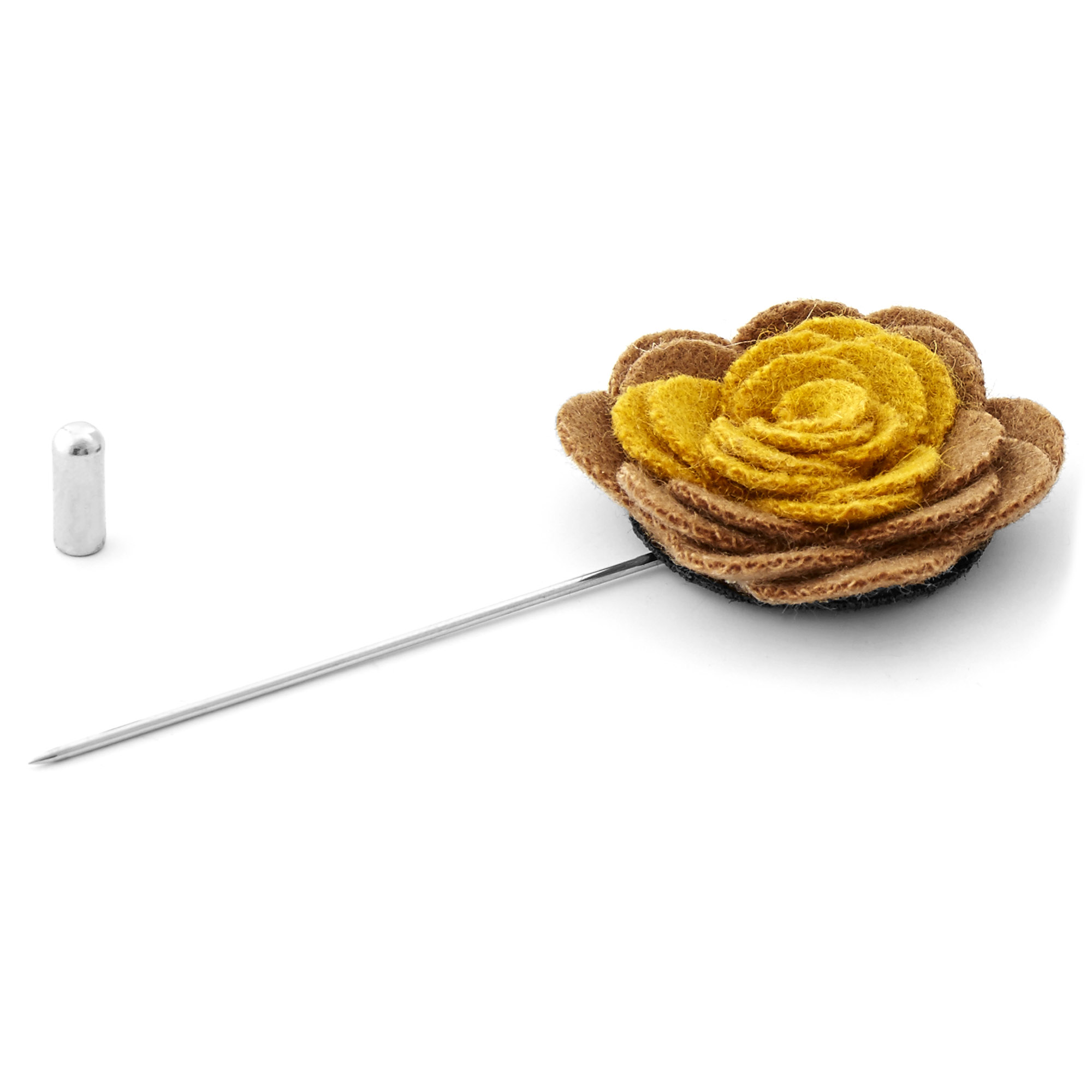 Mīksta, brūna un dzeltena atloku piespraude - 2