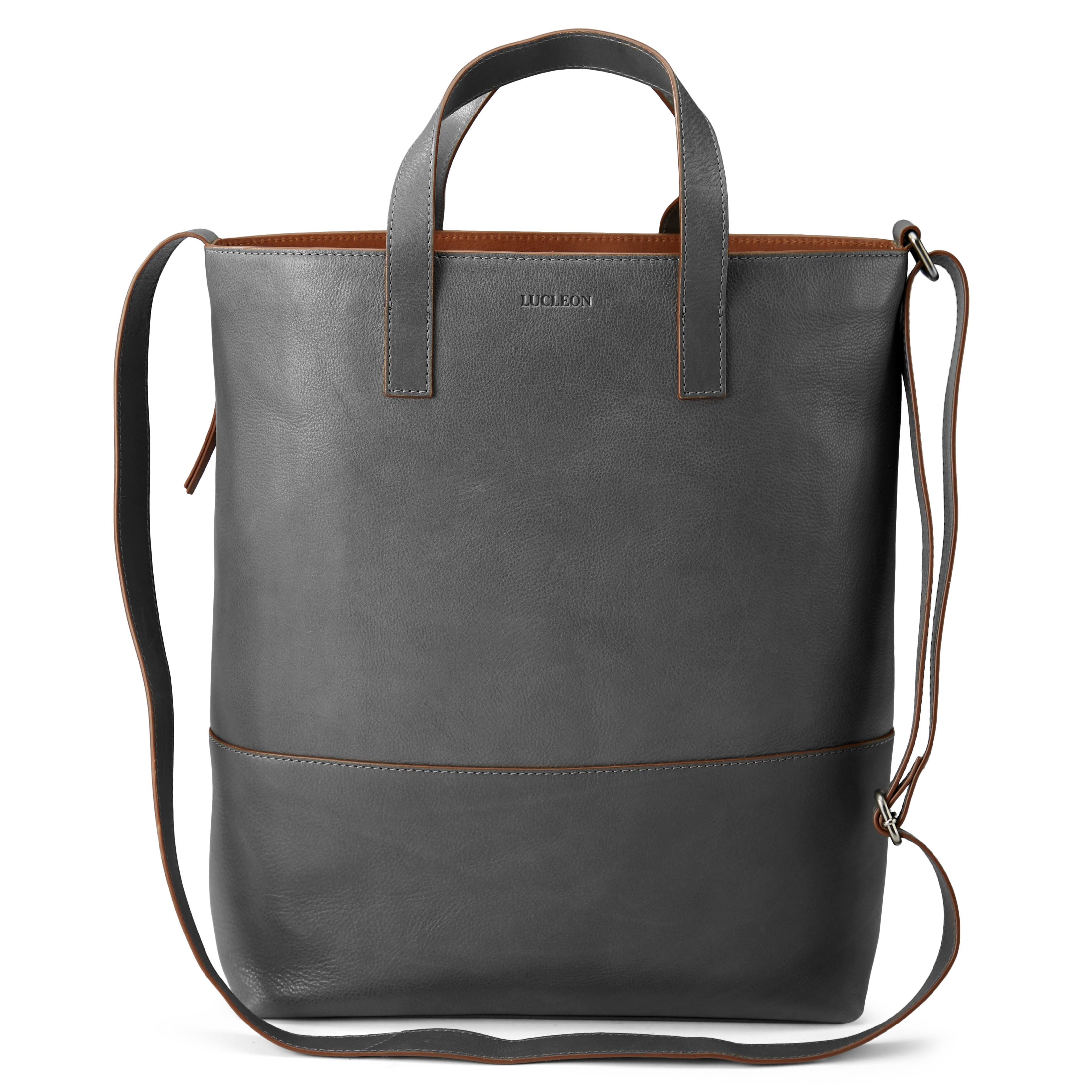 Lon Grey & Tan Leather Tote - 2