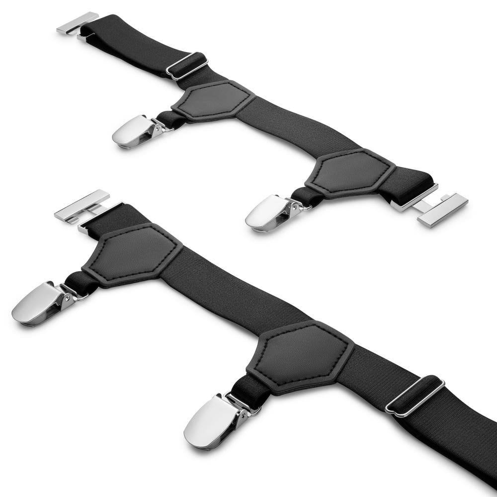 hover: Kleos | Black Sock Garters With Silver-tone Clasps hover: Kleos | Black Sock Garters With Silver-tone Clasps