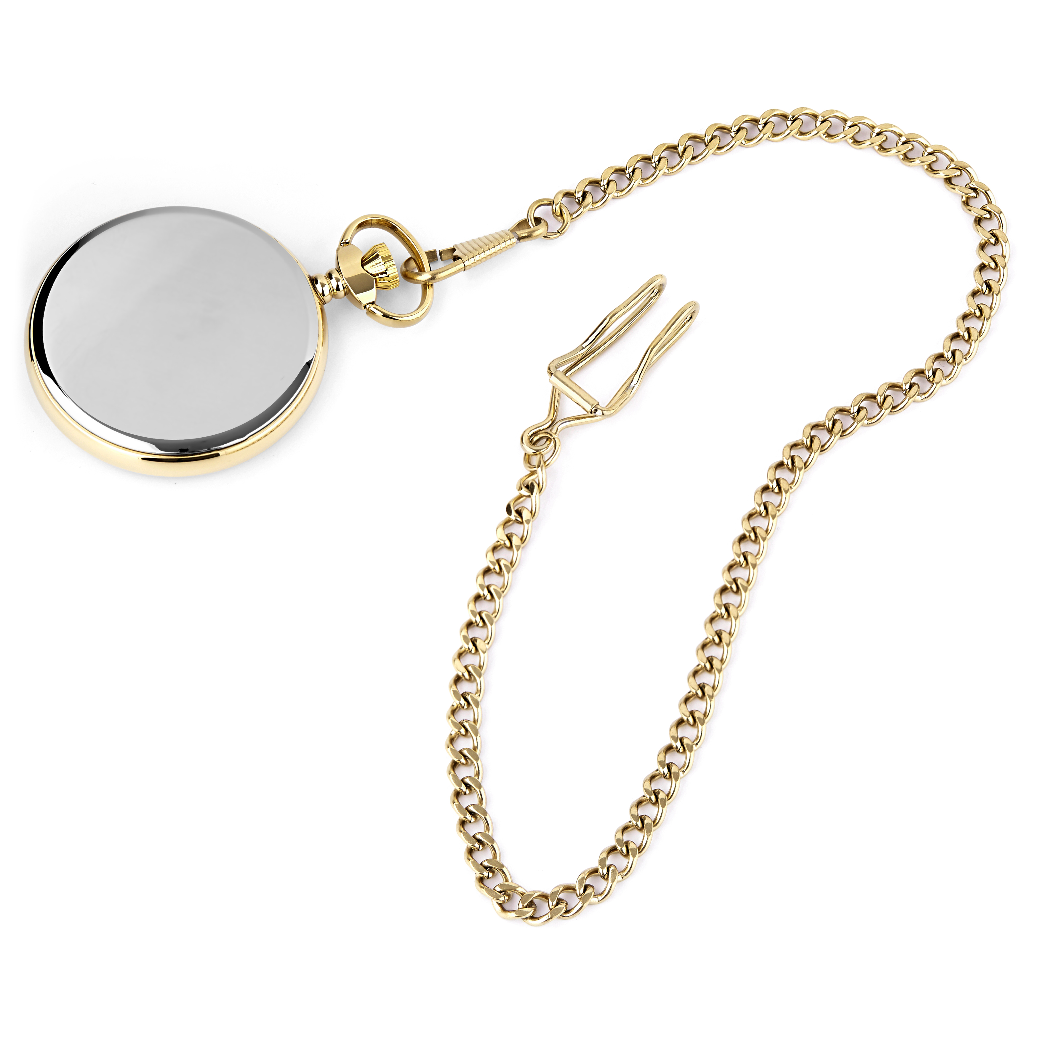Gold-Toned & White Time Keeper Pocket Watch - 3