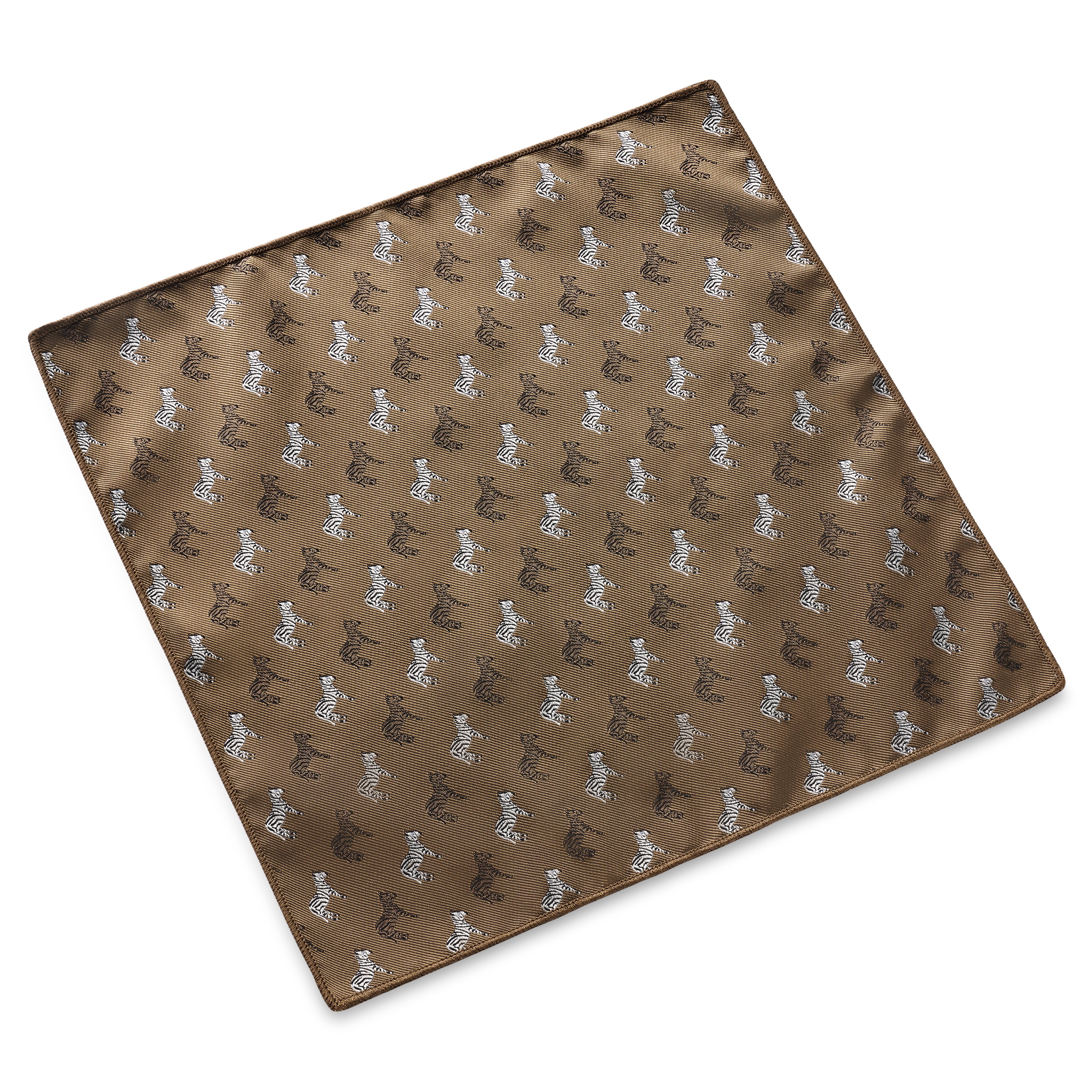 Zoikos | Fazzoletto da taschino marrone con zebre - 2