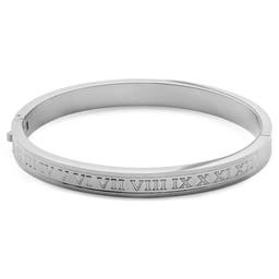Arie | Silver-Tone Stainless Steel Numeral Bangle Bracelet