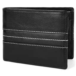 Triple Stitched Black Leather Wallet