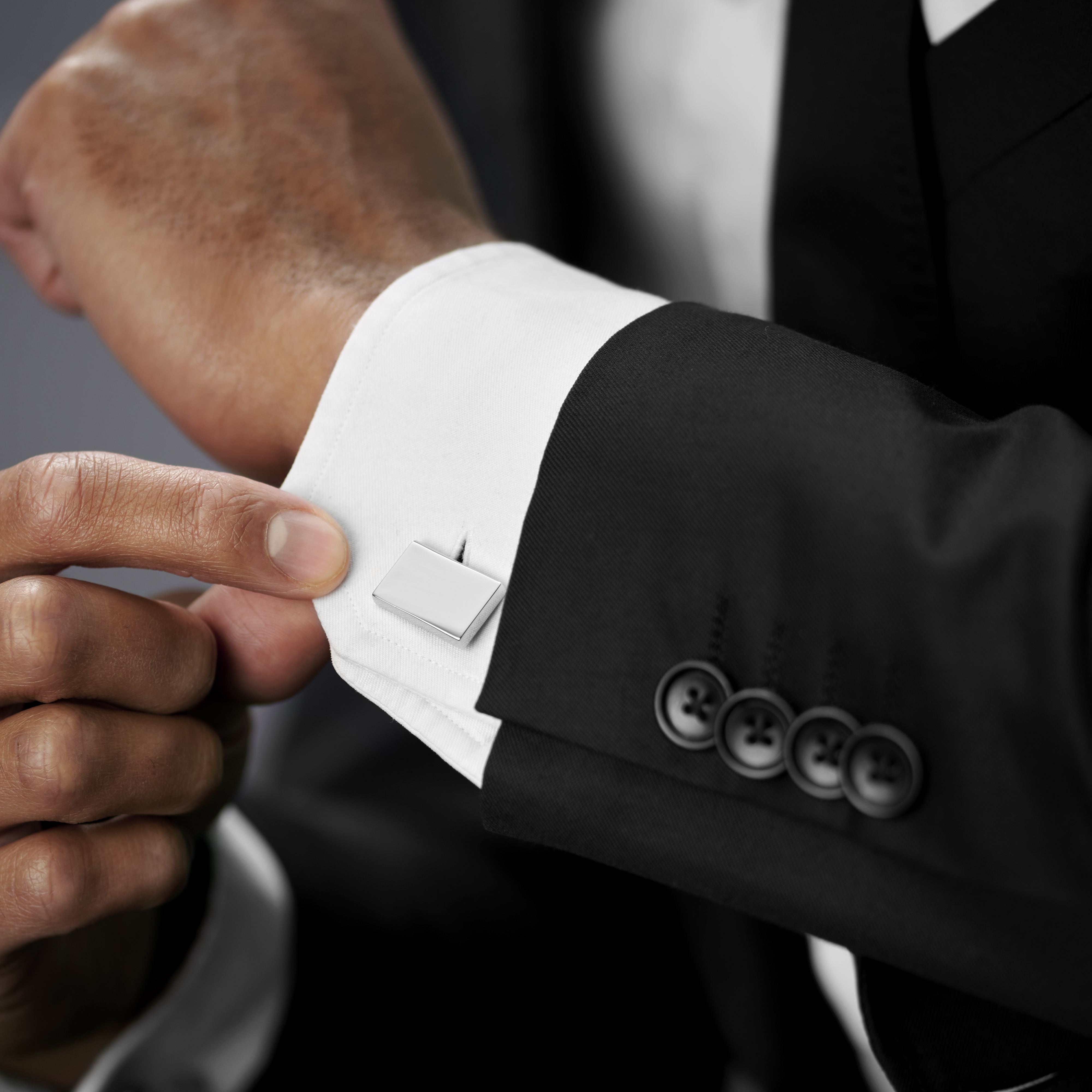 Zilverkleurige Manchetknopen Omgekeerde Stijl - 3