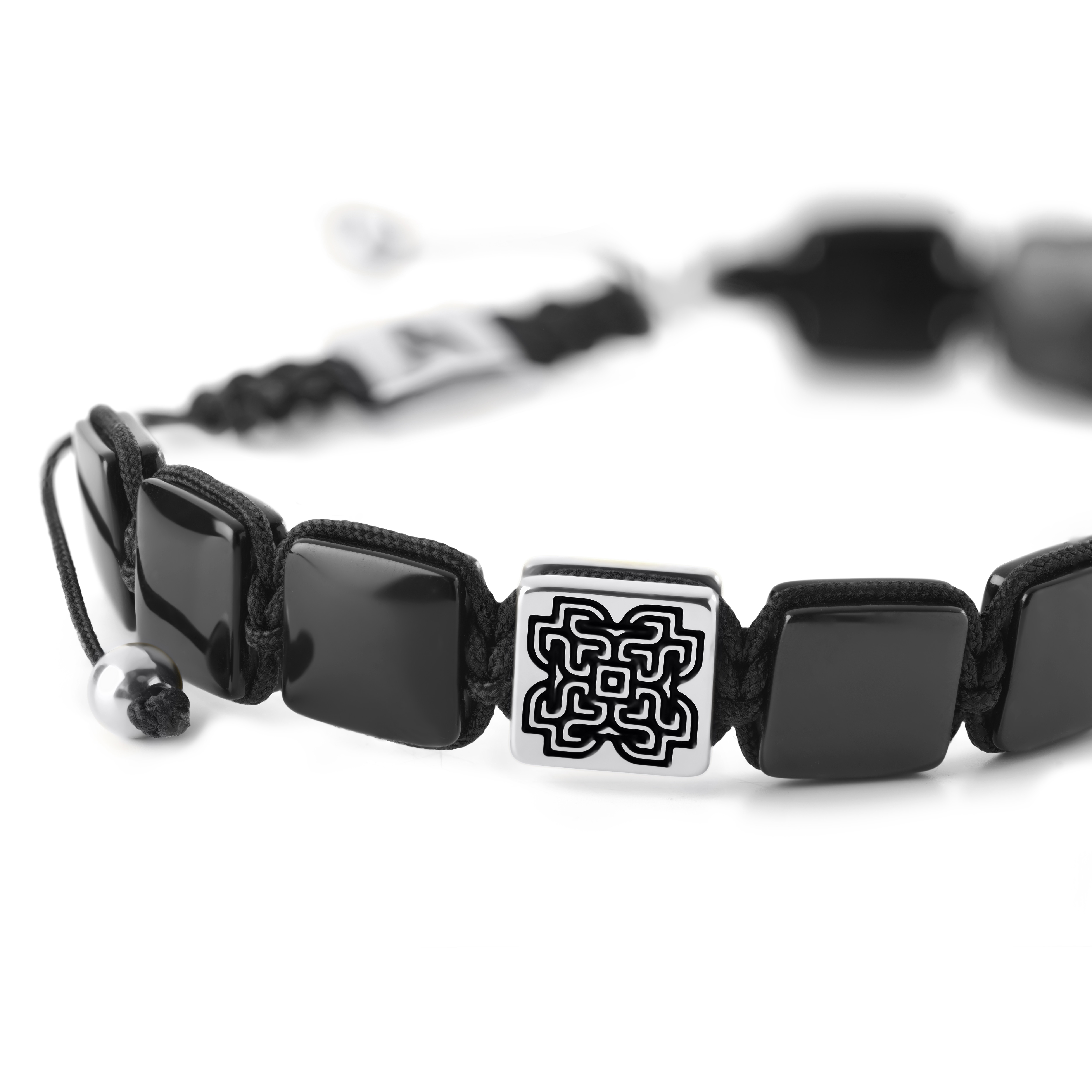 Elysian | Zapestnica iz ploščatih kroglic iz črnega oniksa s srebrnimi poudarki - 3