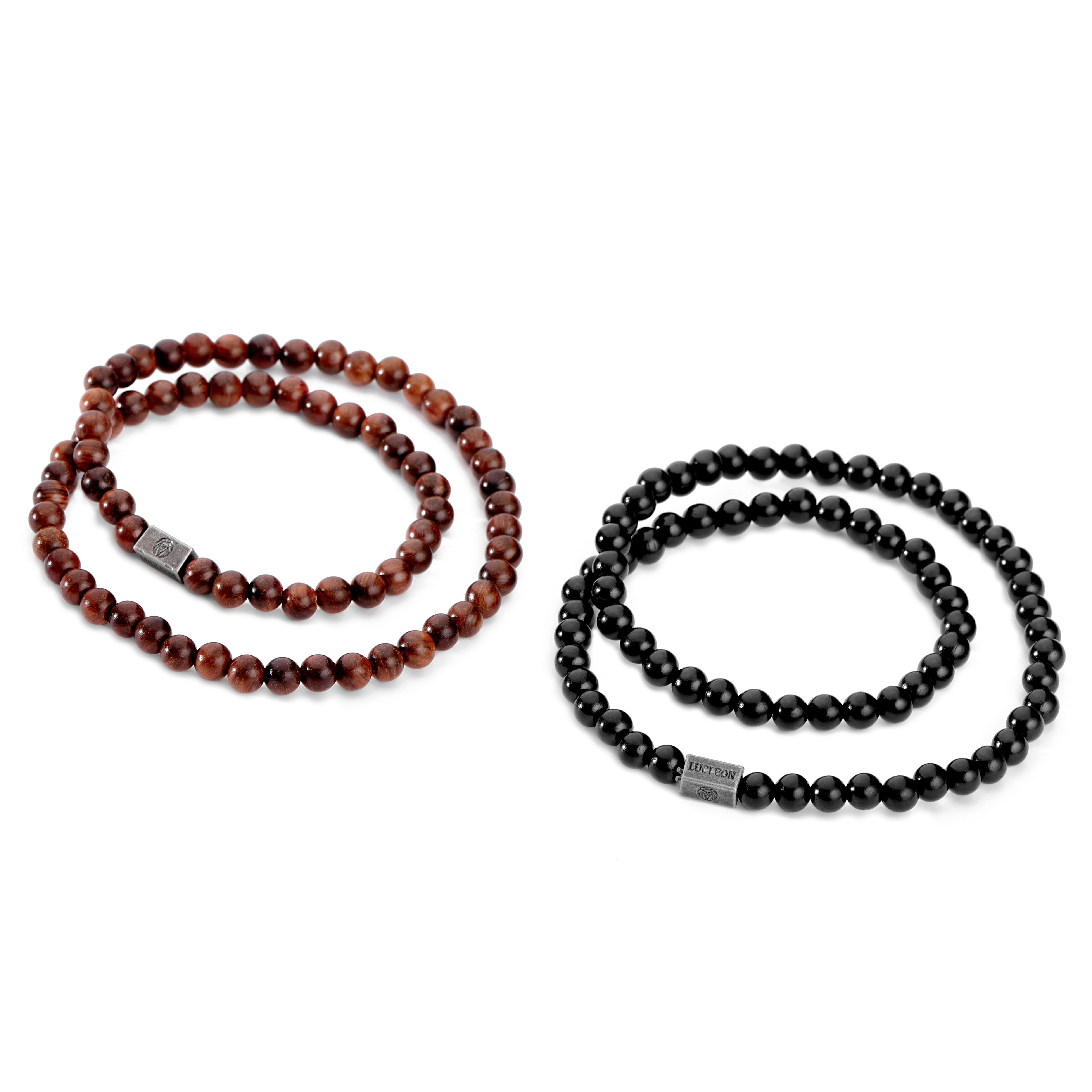 Brown &amp; Black Bead Bracelet Combo - 2
