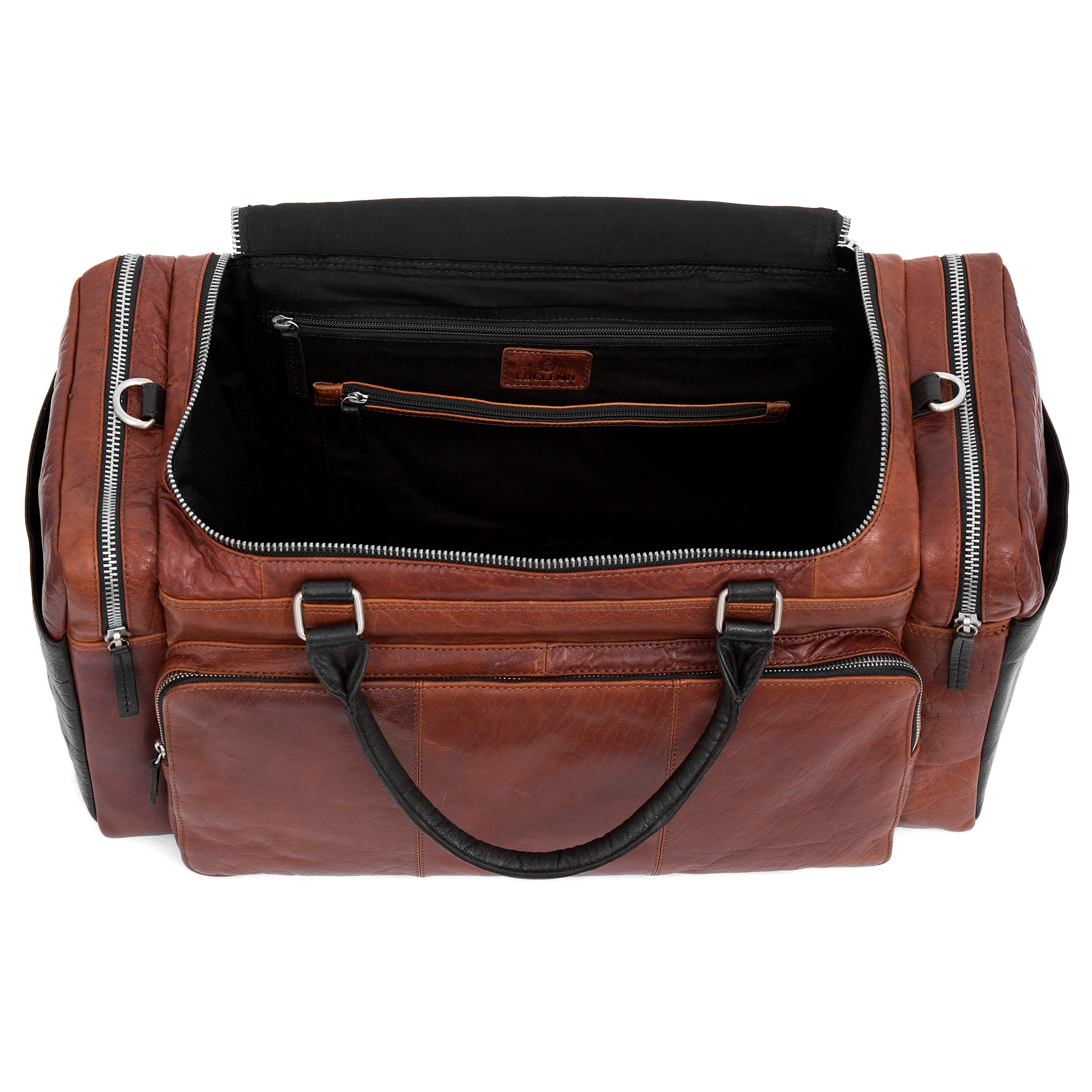 Montreal Tan & Black Leather Travel Bag - 2