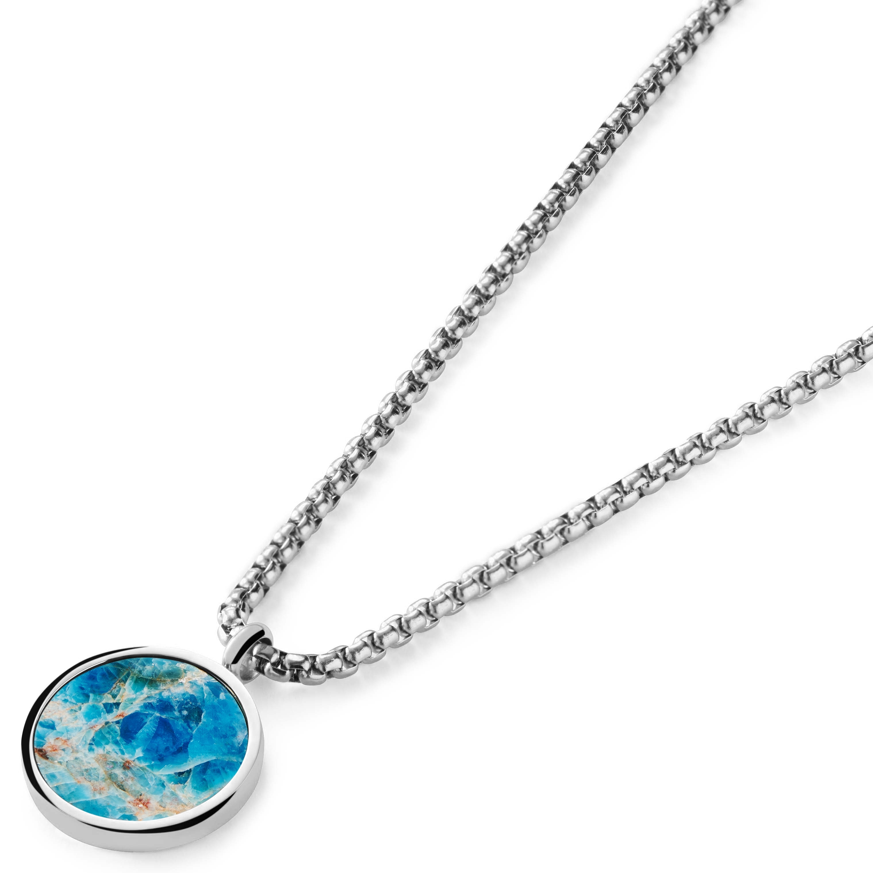 Orisun | Collier argenté à pendentif en triangle et acier inoxydable avec pierre d'apatite - 4