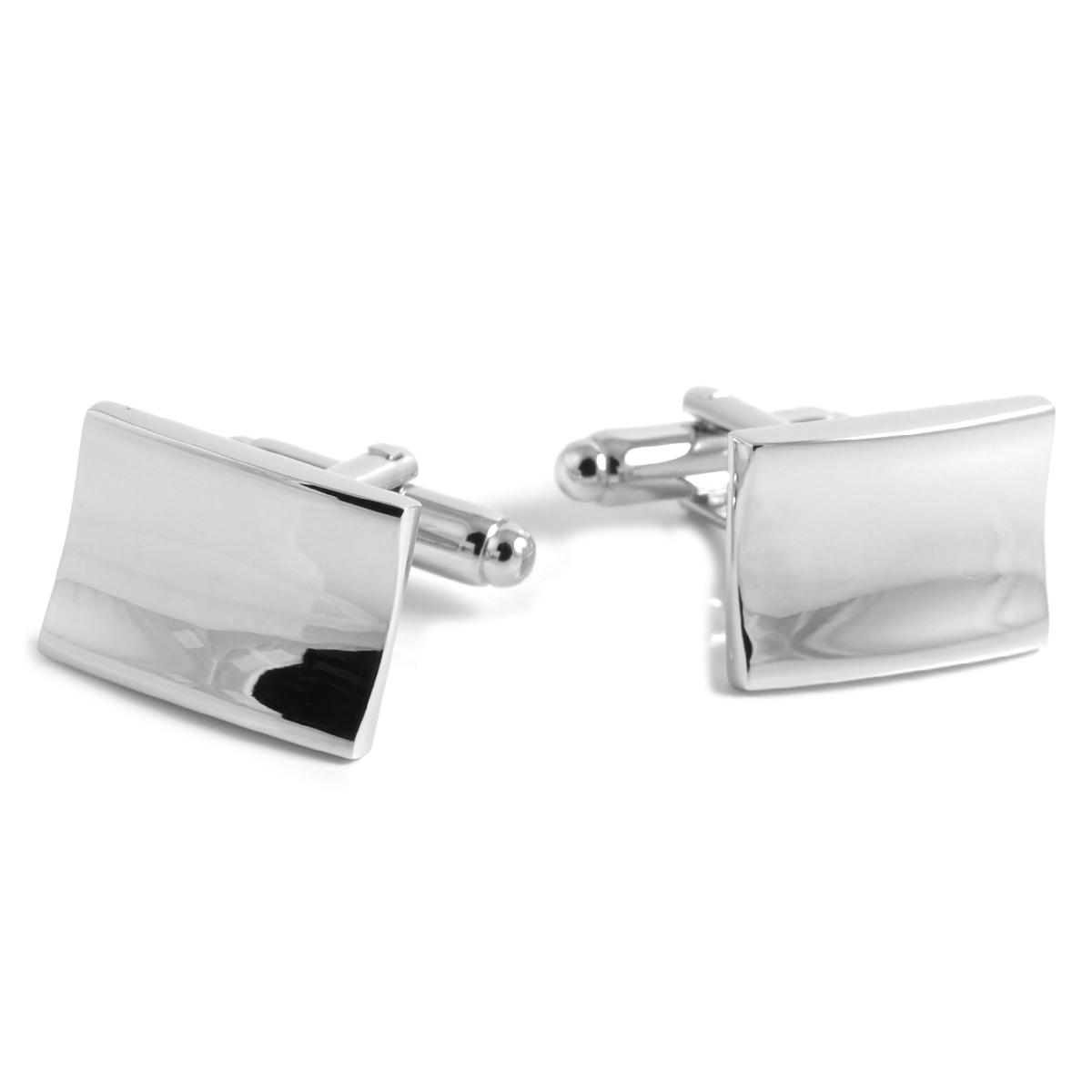 Silverfärgade Böjda Och Sneda Manschettknappar - 1
