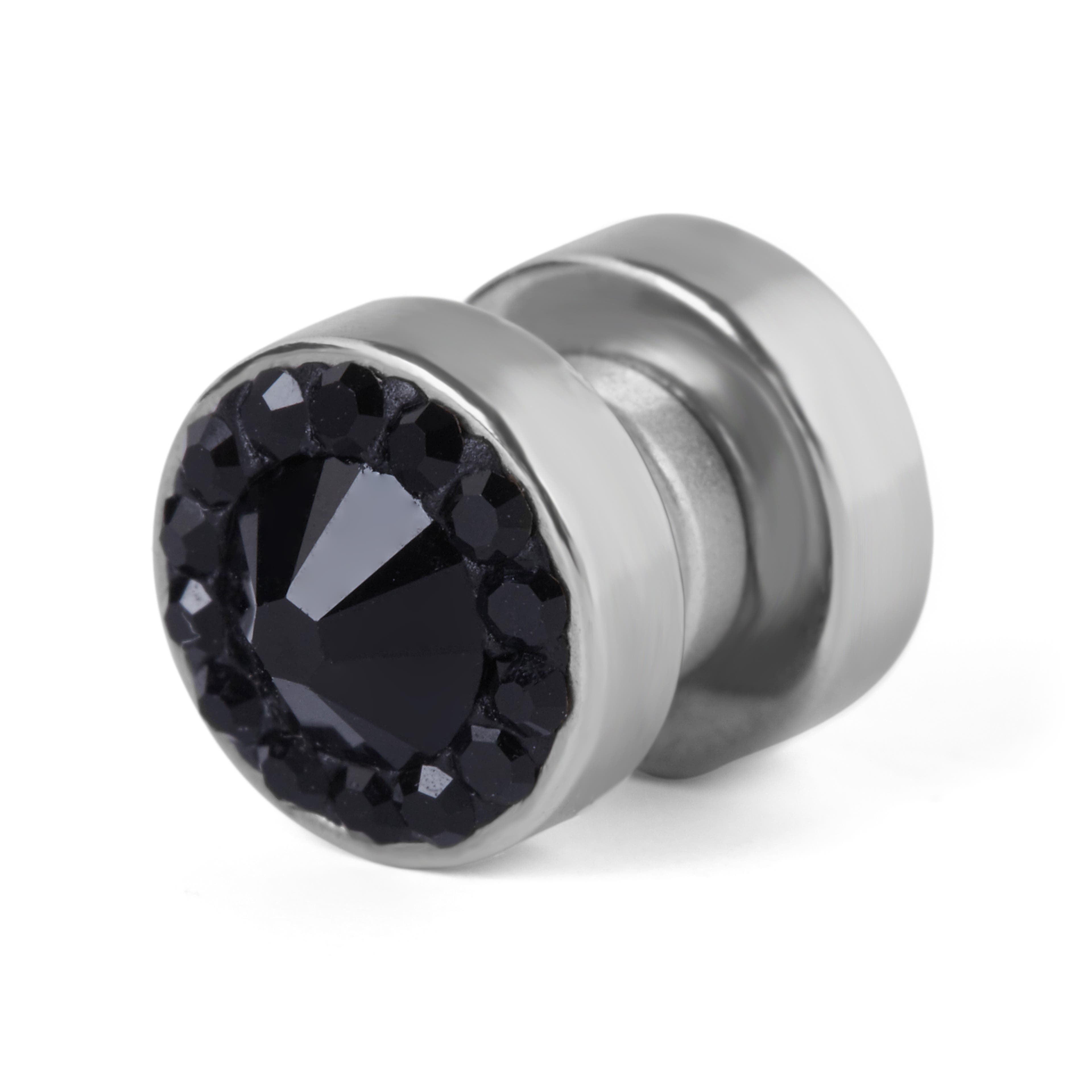 Schwarzer Kristall Magnet Ohrring